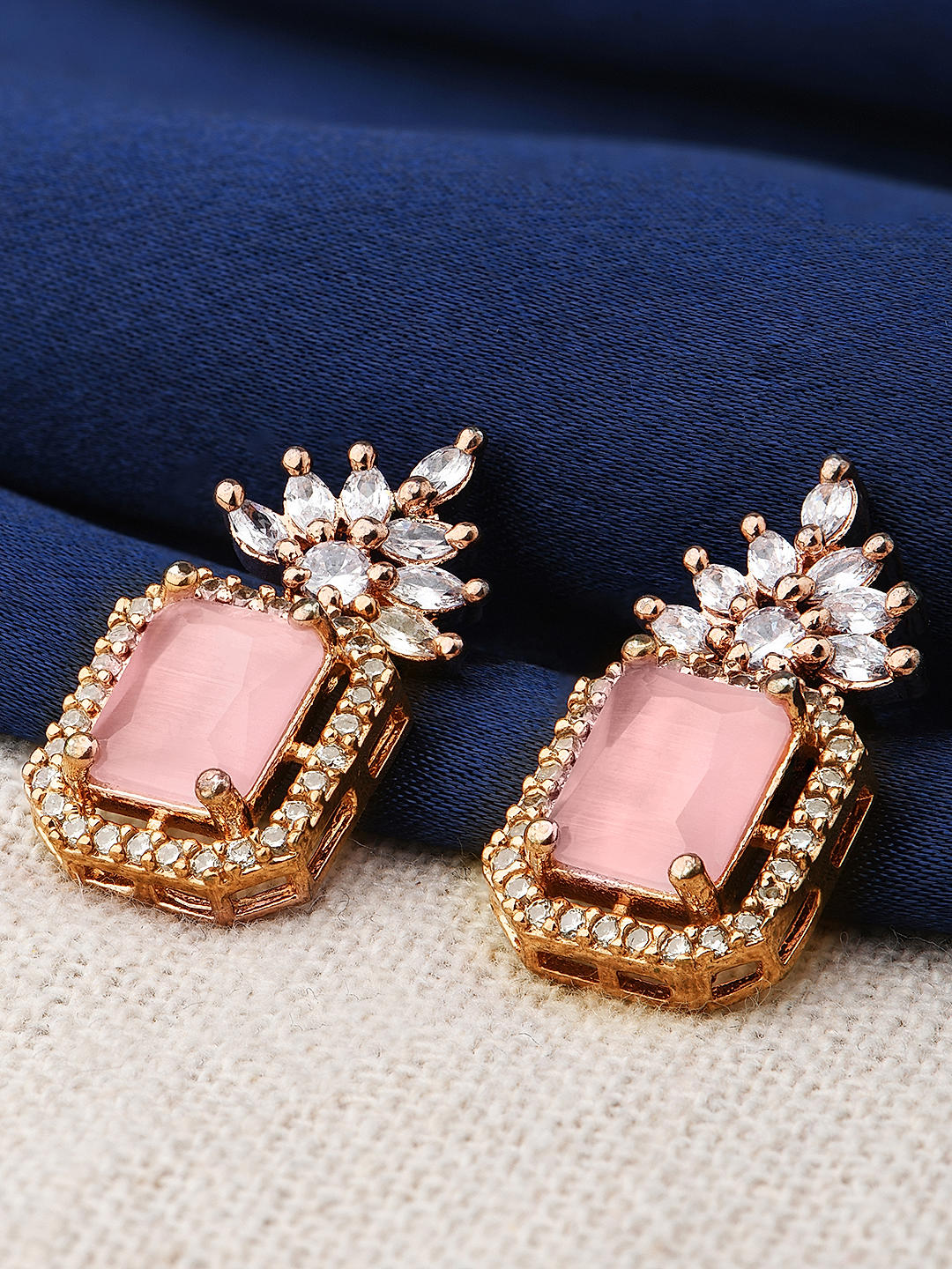 Pink stone earrings sale