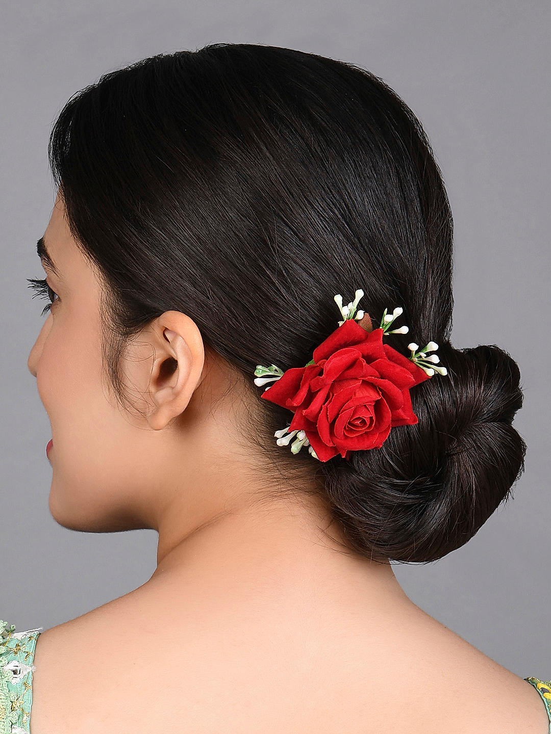 Red flower hair piece sale