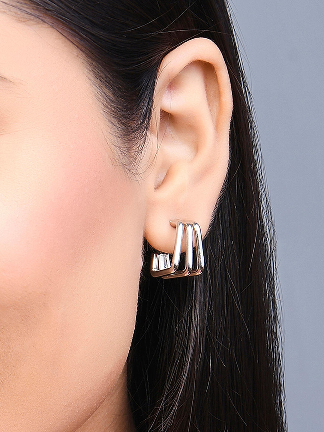 Square hoop earrings silver online