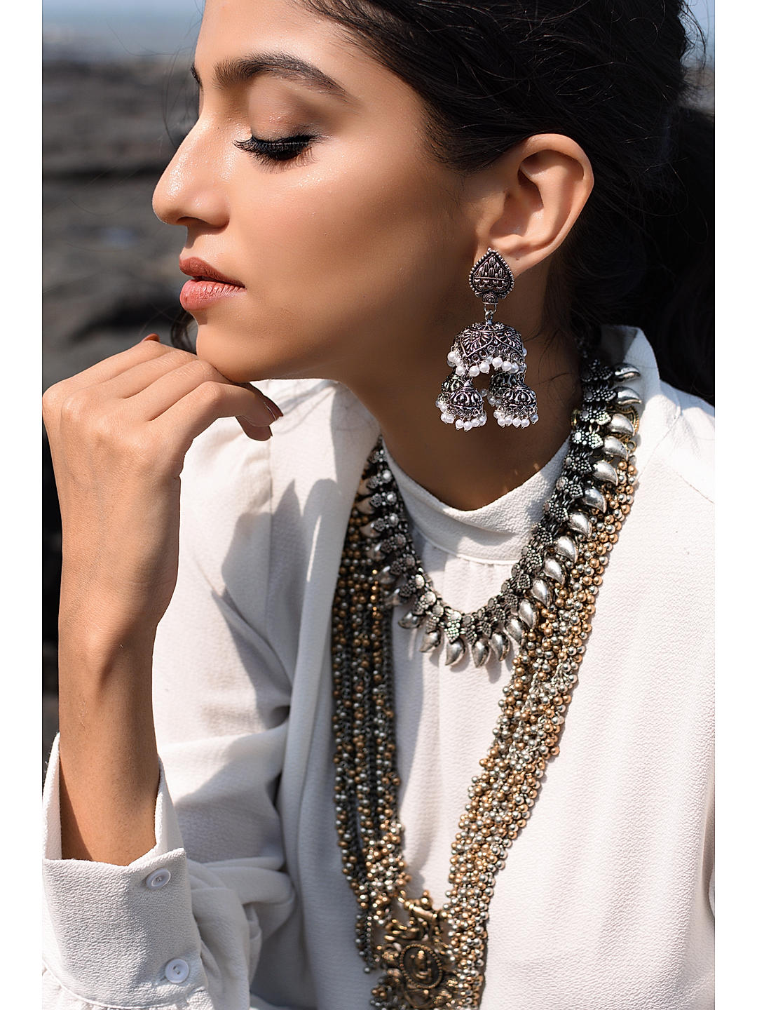 Oxidised earrings with price on sale