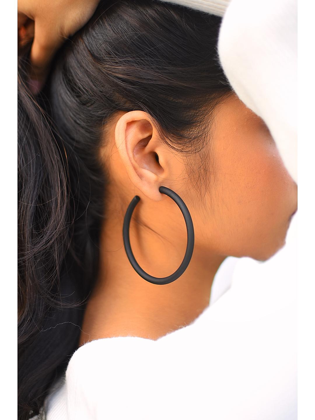 Black Circular Hoop Earrings