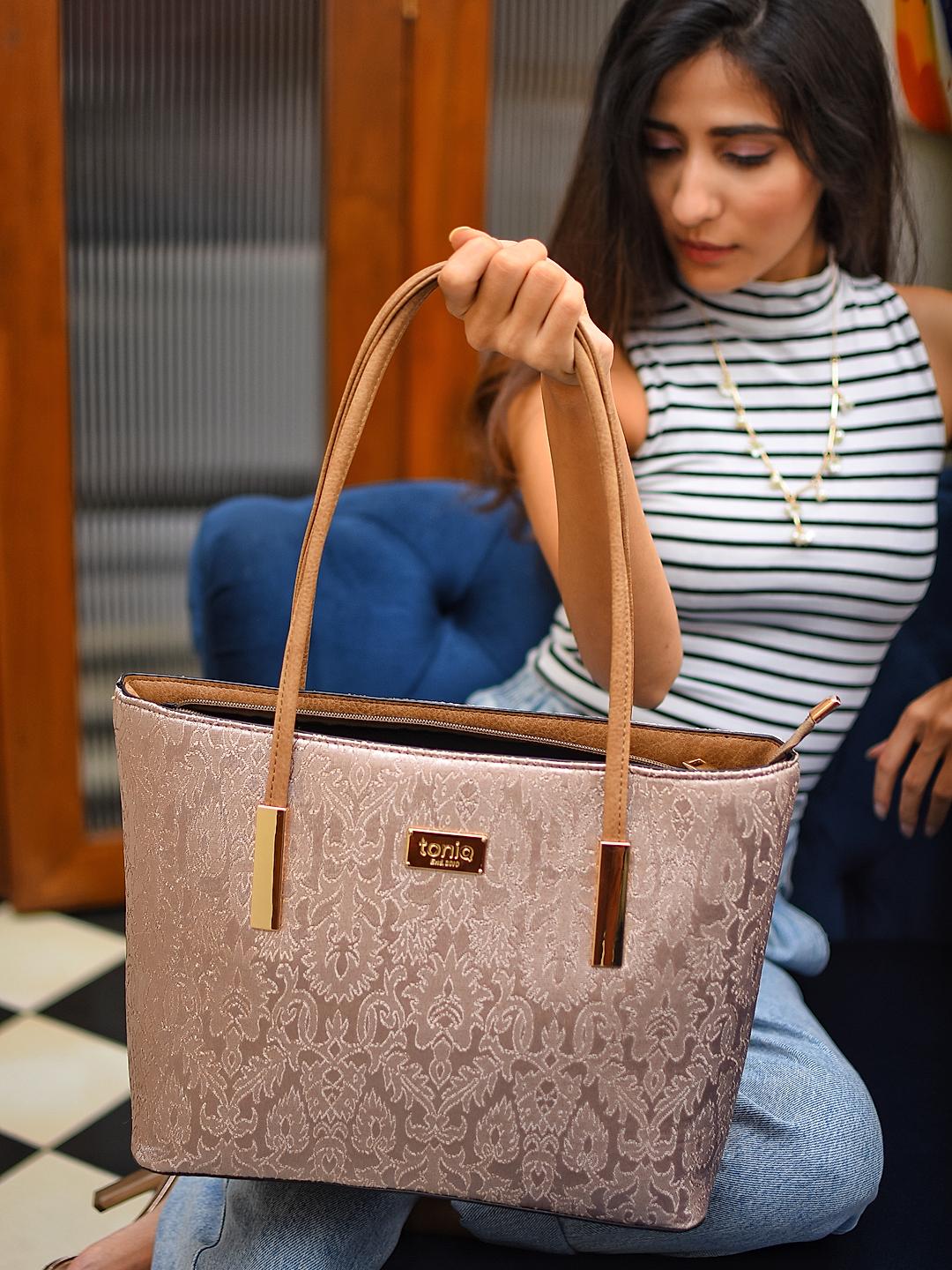 ToniQ Womens Carry All Neverfull Beige Tote HandBag