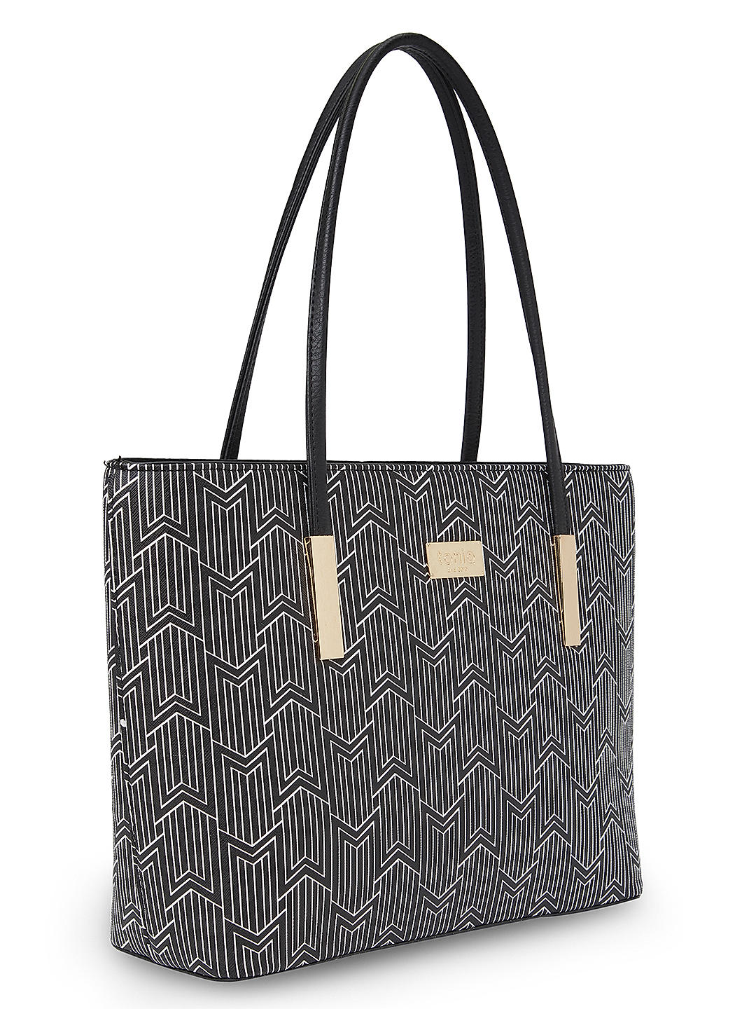 ToniQ Womens Carry All Neverfull Black and white Tote HandBag