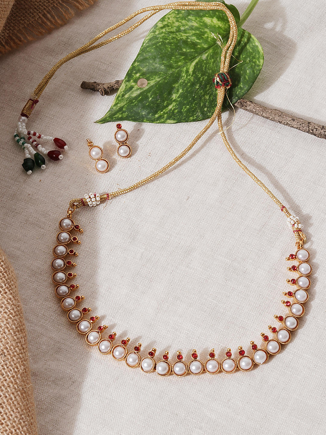 Buy Fida White Pearls Gold Jewellery Set Best Price
