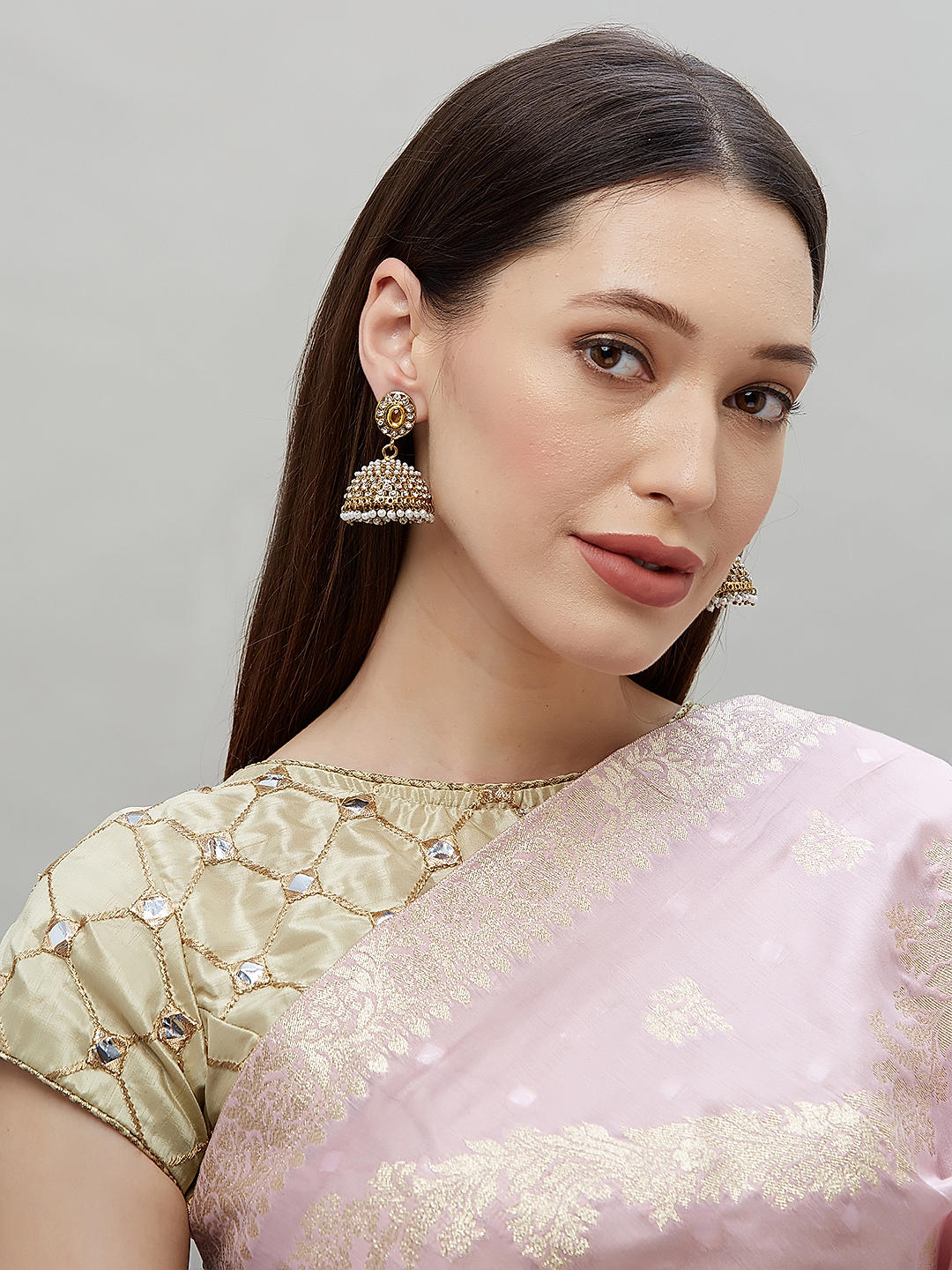 Buy Fida Stones Beads Gold Jhumka Earring Best Price