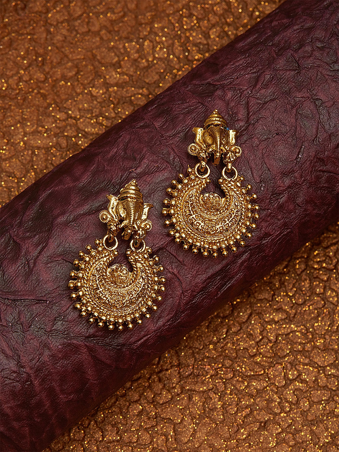 Ganesh gold earrings on sale