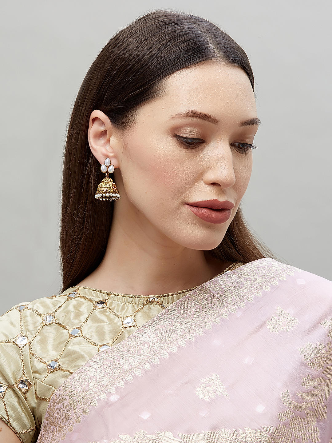 Buy Fida White Pearls Gold Jhumka Earring Best Price