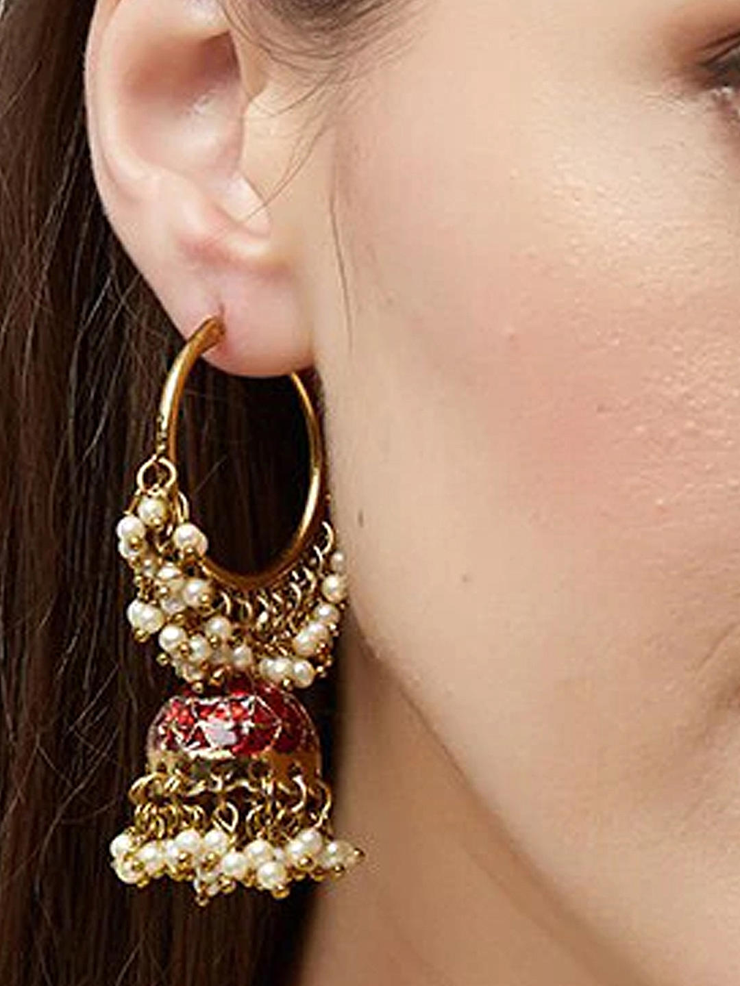 Gold hoop earrings with jhumka online