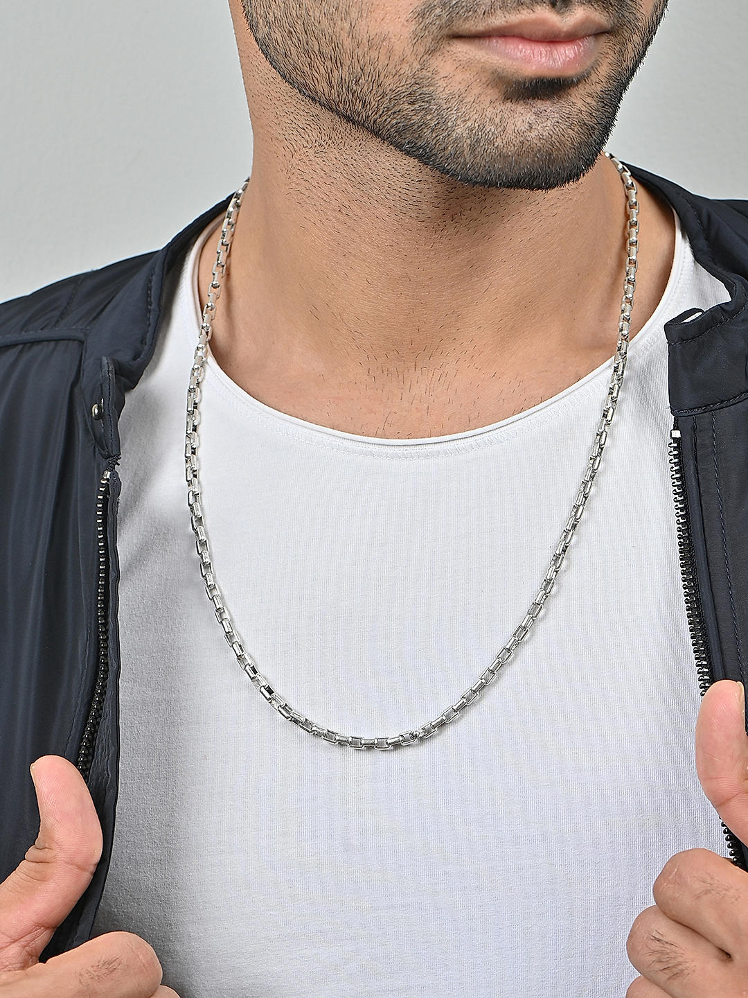 Shop By The Bro Code Silver Chain Linked choker Neckalce chains For Men