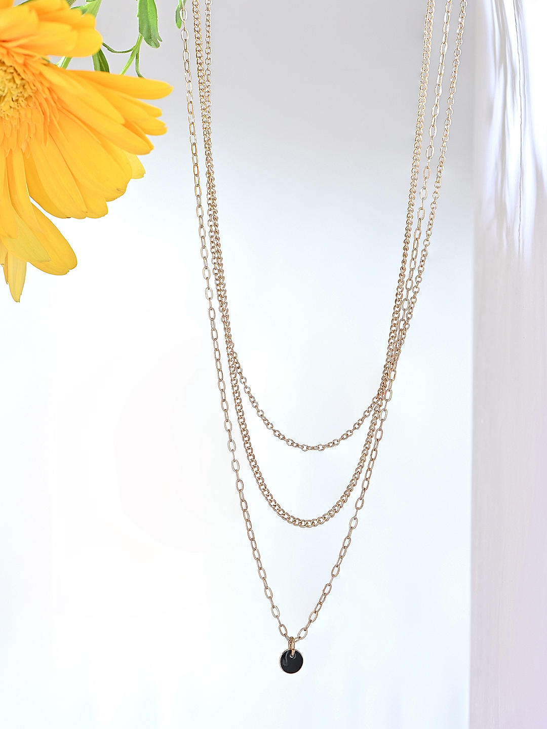 Black geometric necklace store