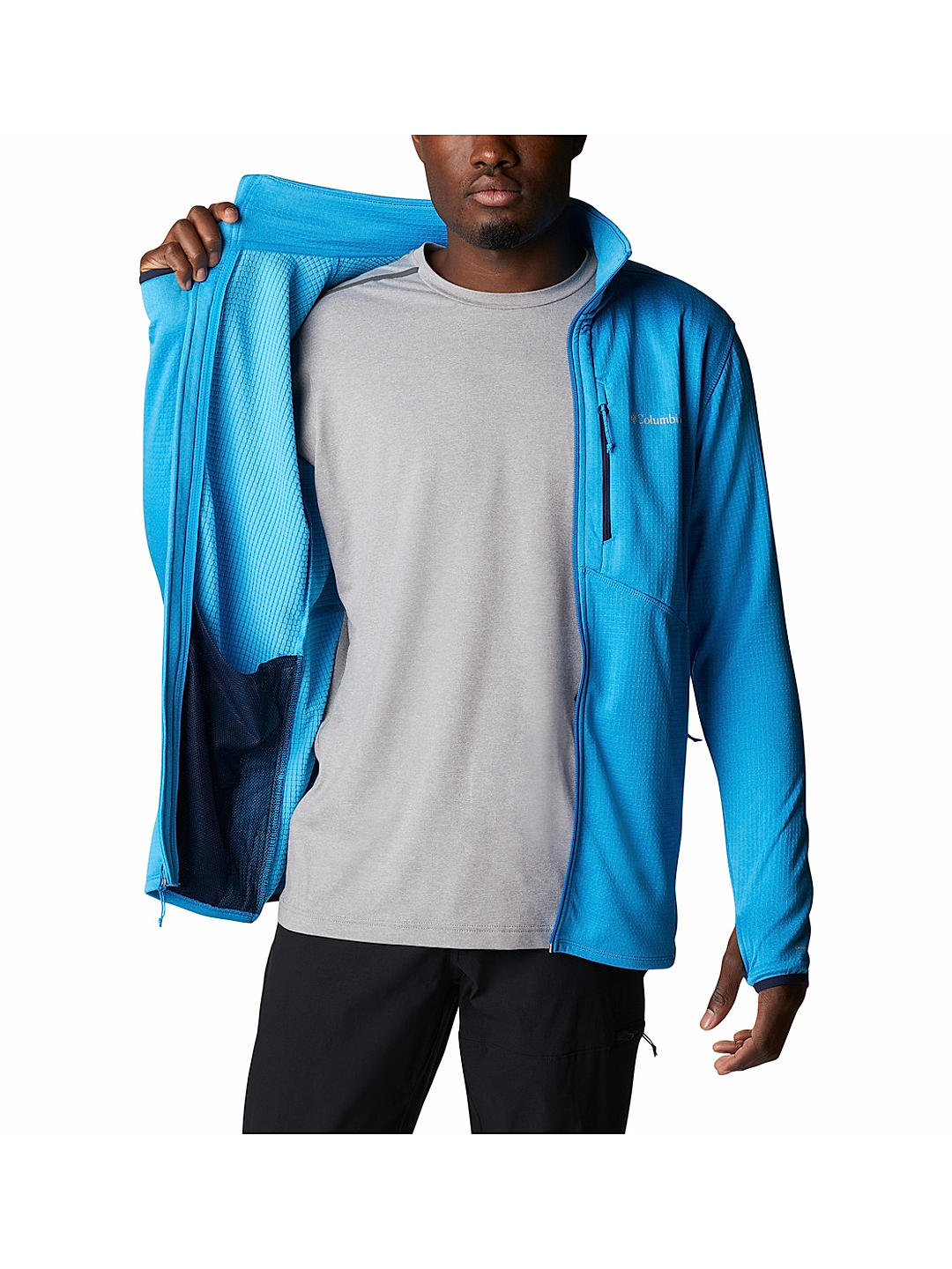 Mens micro fleece full zip jacket deals