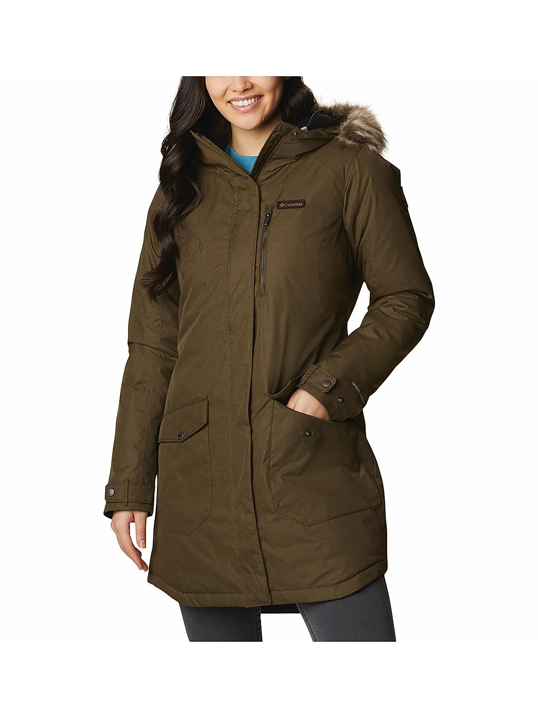 Buy Green Suttle Mountain Long Insulated Jacket for Women Online