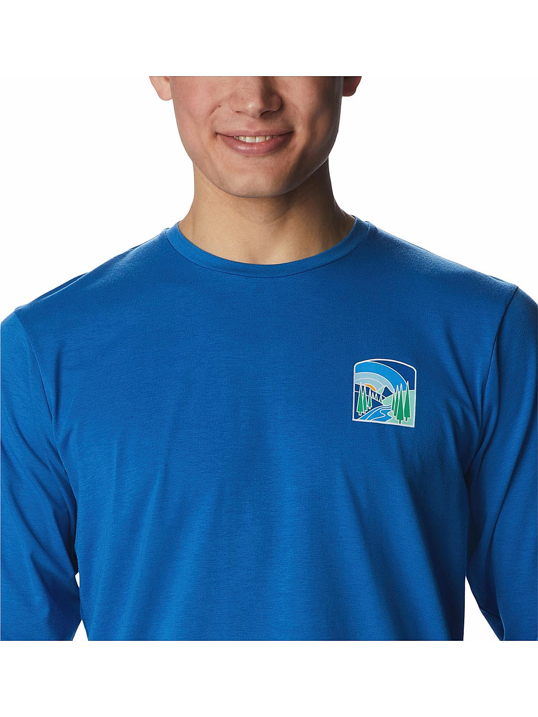 Columbia Men Blue Sun Trek Graphic Long Sleeve T-Shirt