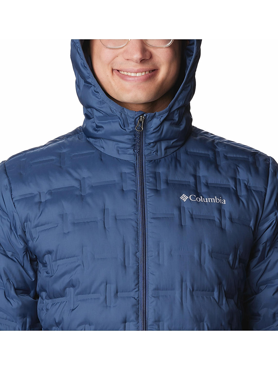 Columbia Omni-Shield Mens M Navy Blue All Weather Jacket Removable Hoodie  VGC