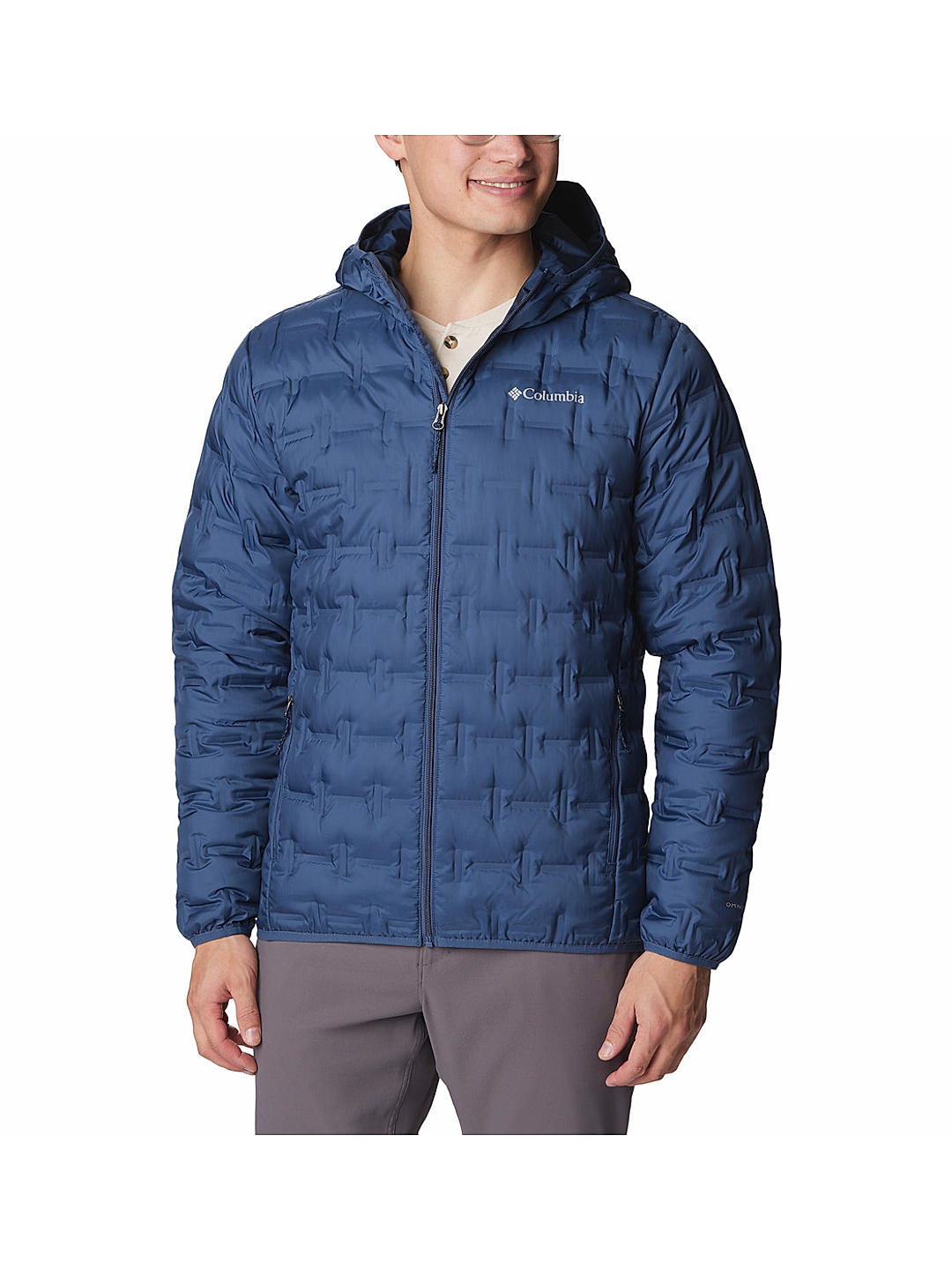 Columbia Omni-Shield Mens M Navy Blue All Weather Jacket Removable Hoodie  VGC