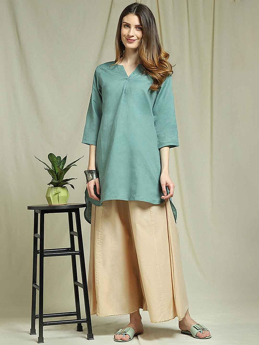 Discover 143+ high low kurti with palazzo latest