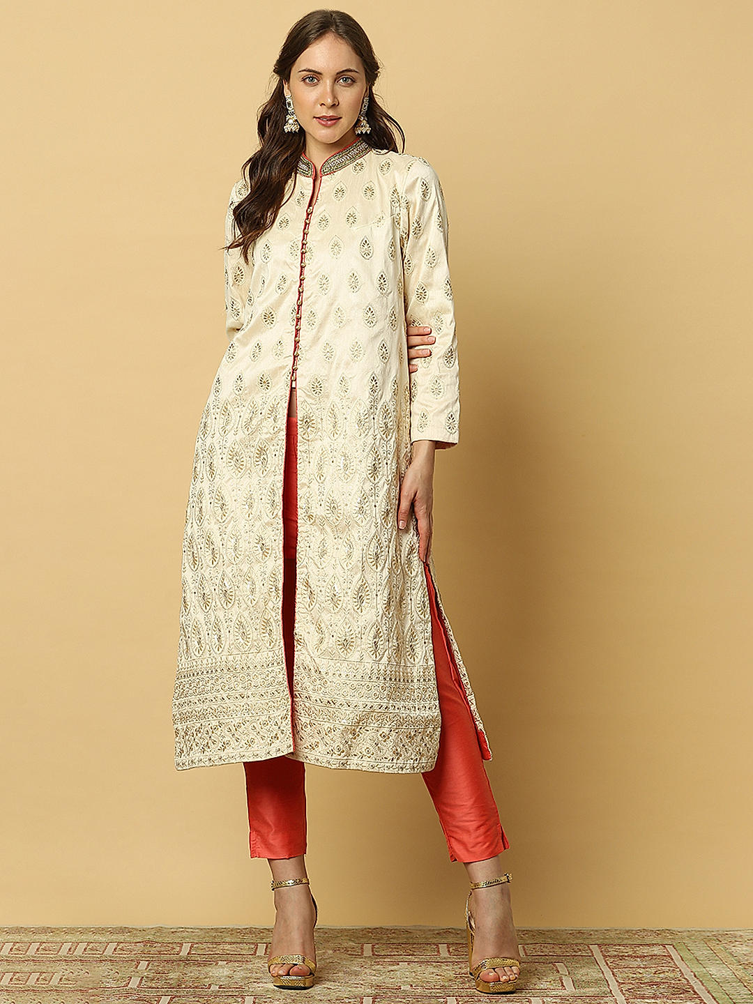 Buy INDIFUSION Off-White Printed Kurta Set Online at Indifusion ...