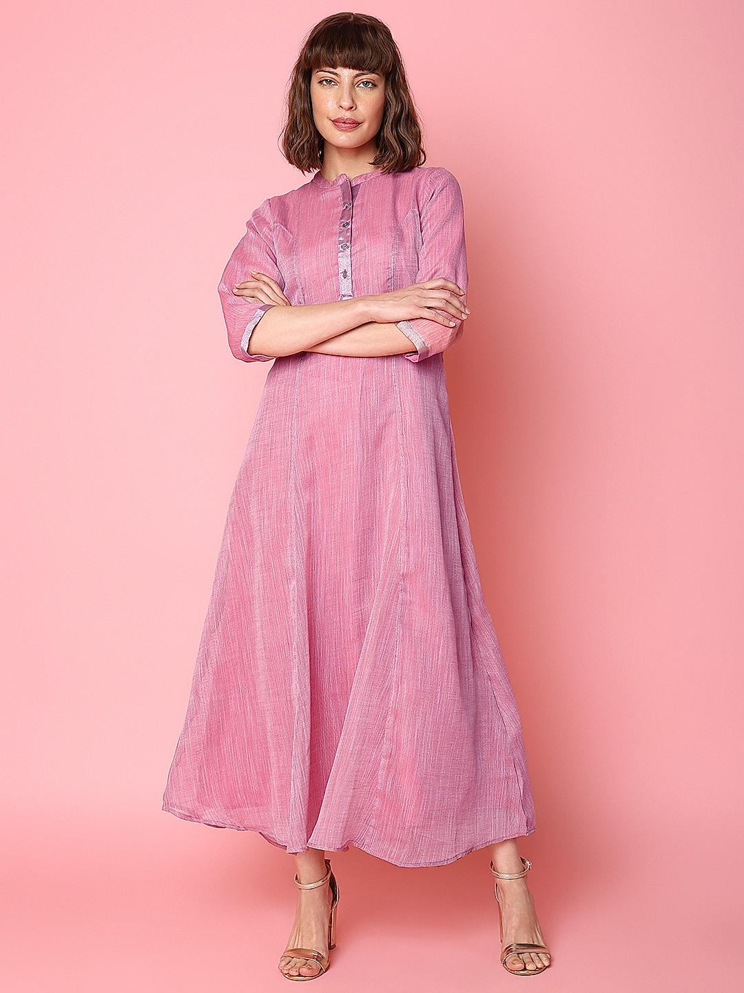 W Purple Ethnic Motifs Chiffon Ethnic A-Line Midi Dress Price in India,  Full Specifications & Offers | DTashion.com