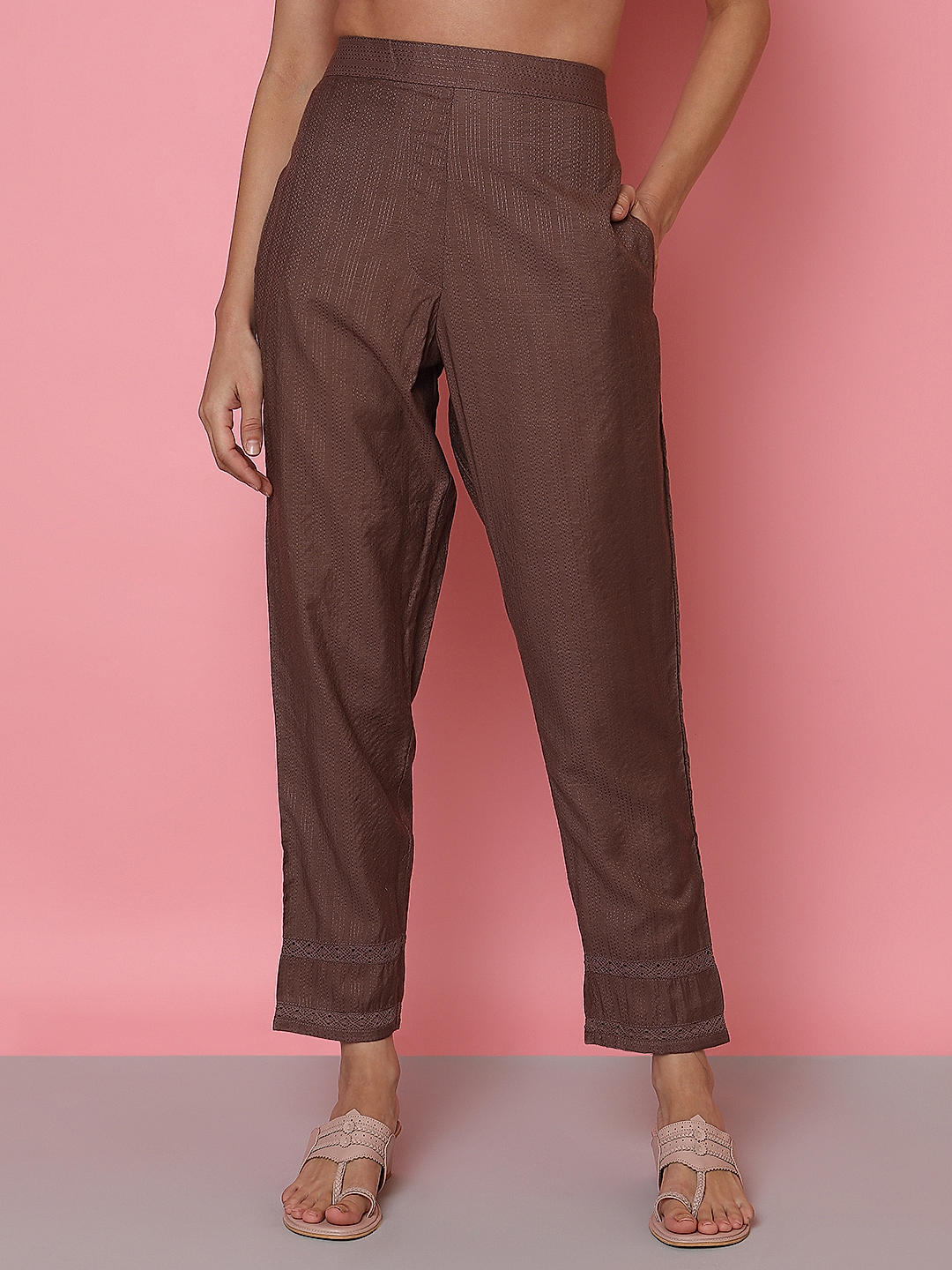 Go Colors Pants  Buy Go Colors Women Solid Dark Brown High Rise Ponte Bell  Bottoms Online  Nykaa Fashion