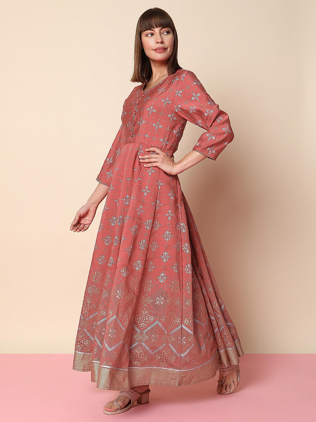 Peach shop ethnic dress