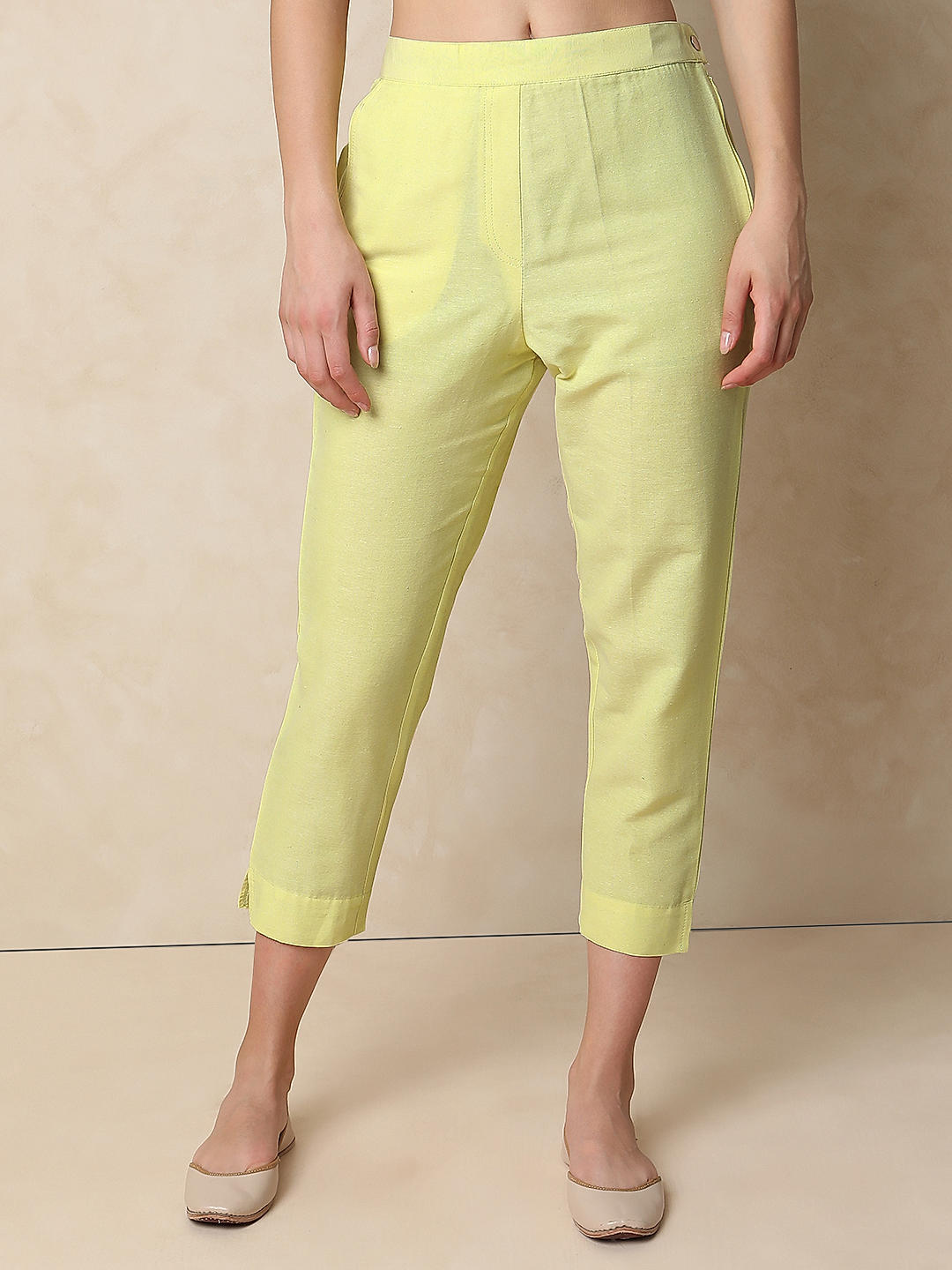 Yellow ankle hot sale pants