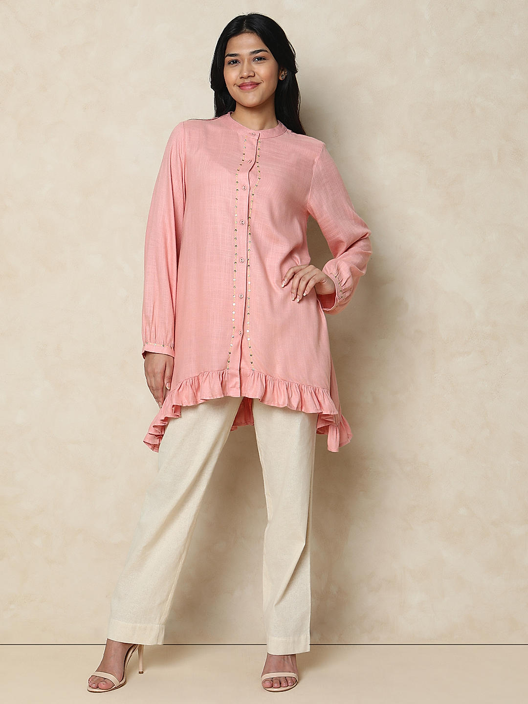 The DRESS SHOP - DS 17 927 Ivory short kurti paired with... | Facebook