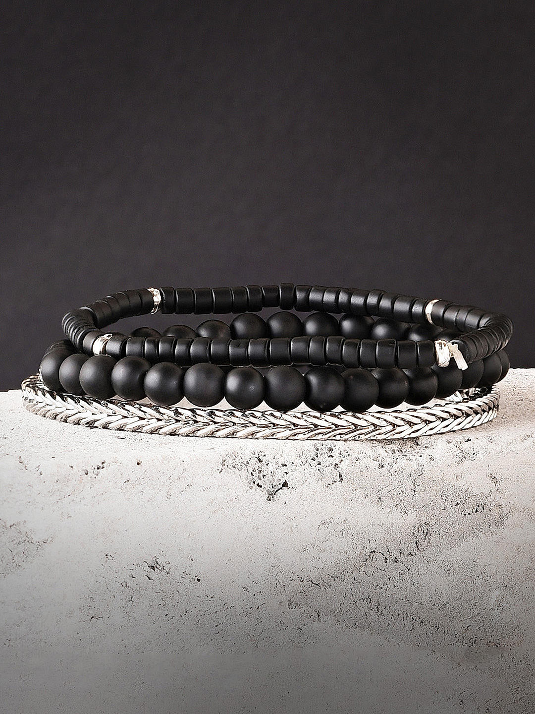 Frosted Onyx with Rubber Spacers | Custom Bead Bracelets