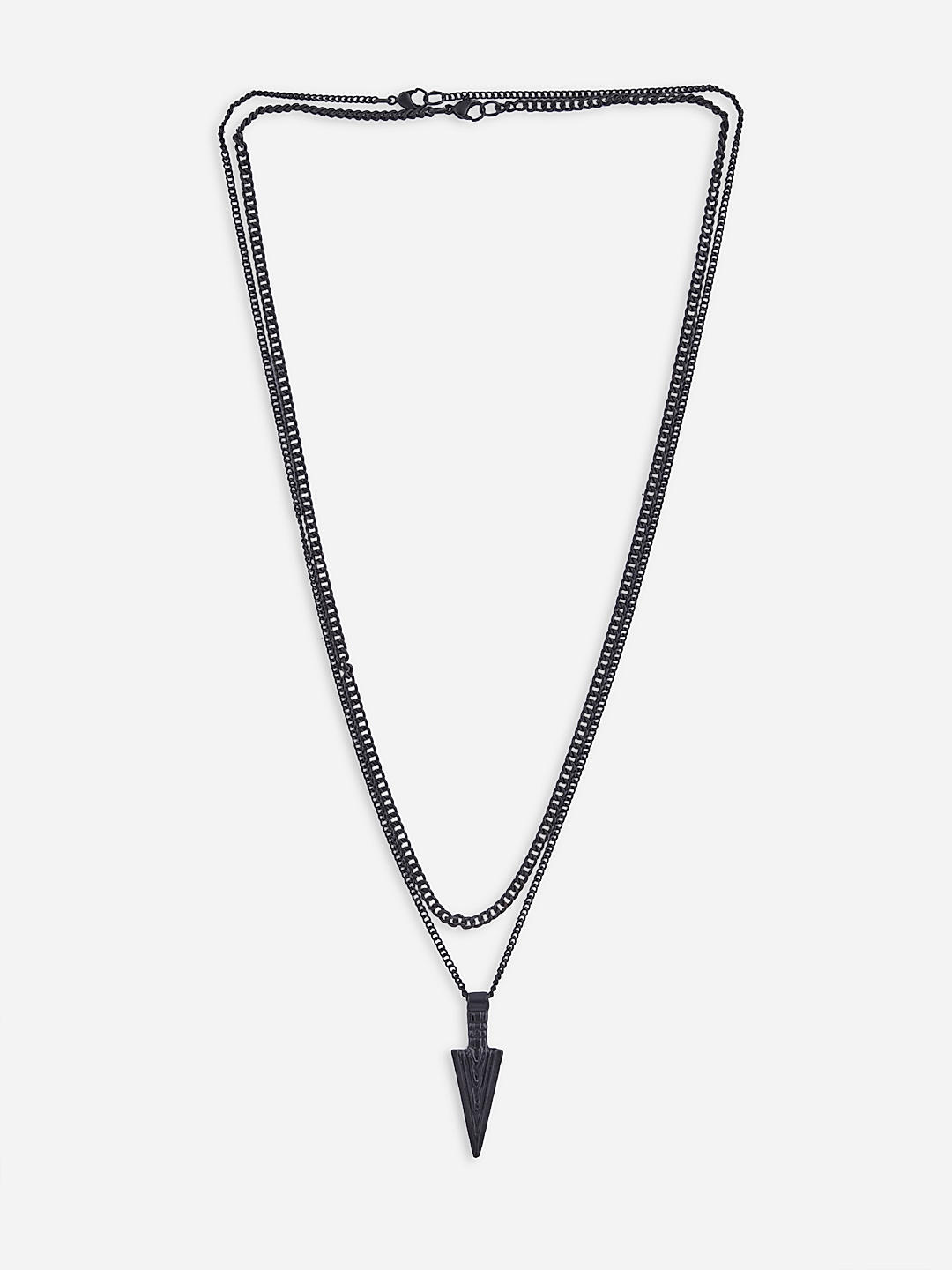 Buy Fashion Frill Exclusive Men's Black Silver Necklace Triangle Arrow Head Pendant  Mens Jewelry-Gift for Him Black Silver Chain Pendant For Men Boys Online at  Best Prices in India - JioMart.