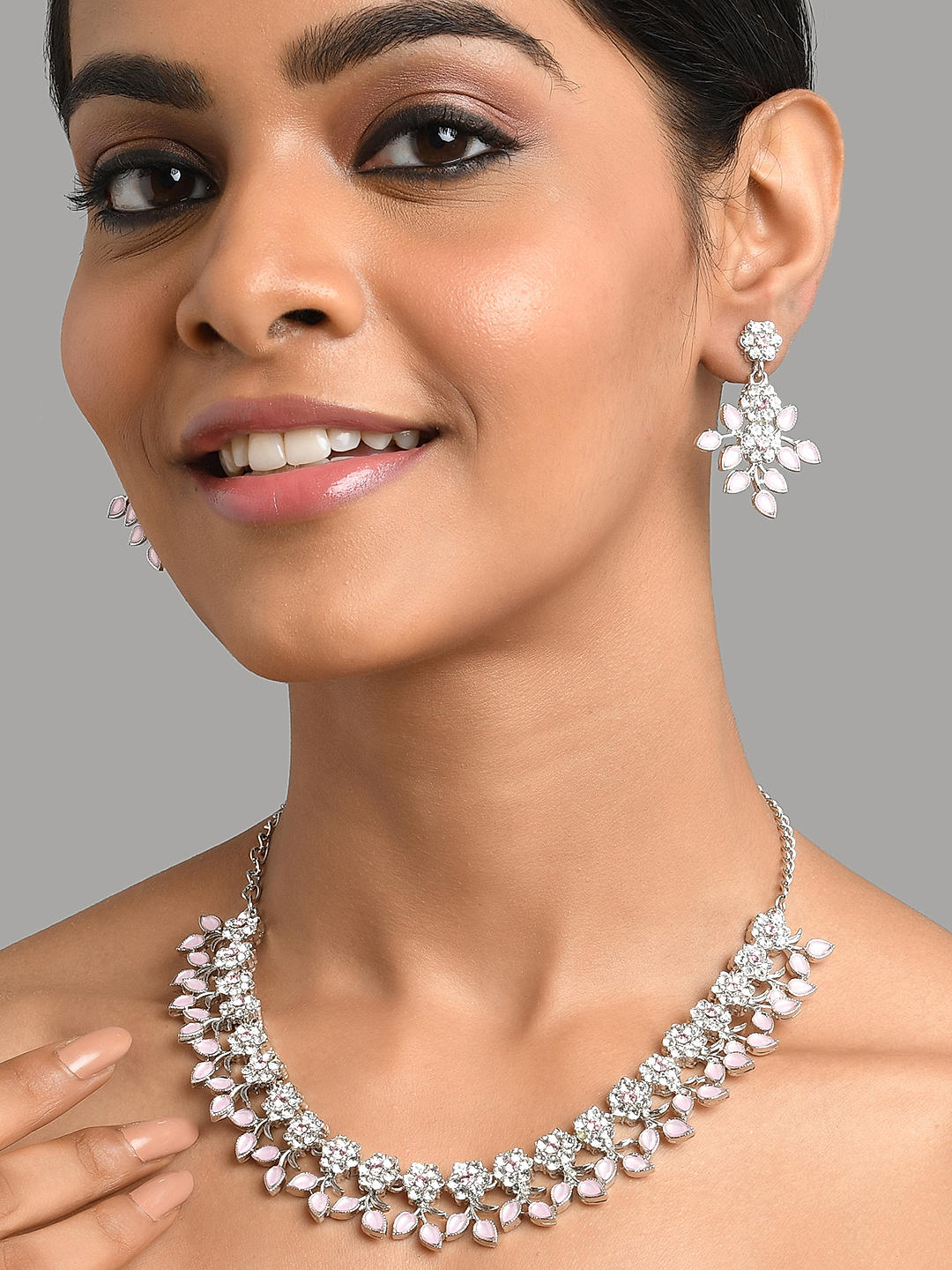 Shop Pink Necklace Set Party Wear Online at Best Price | Cbazaar