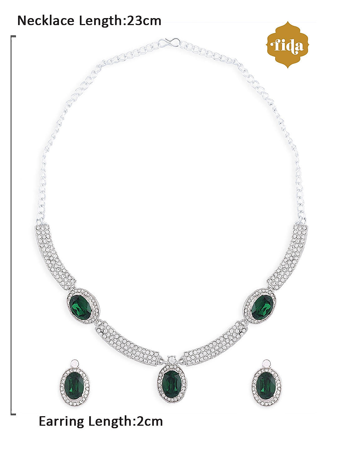 92.5 Silver Polki Emerald Necklace Set at Rs 112000/set | Chandpole Bazar |  Jaipur | ID: 25461745830