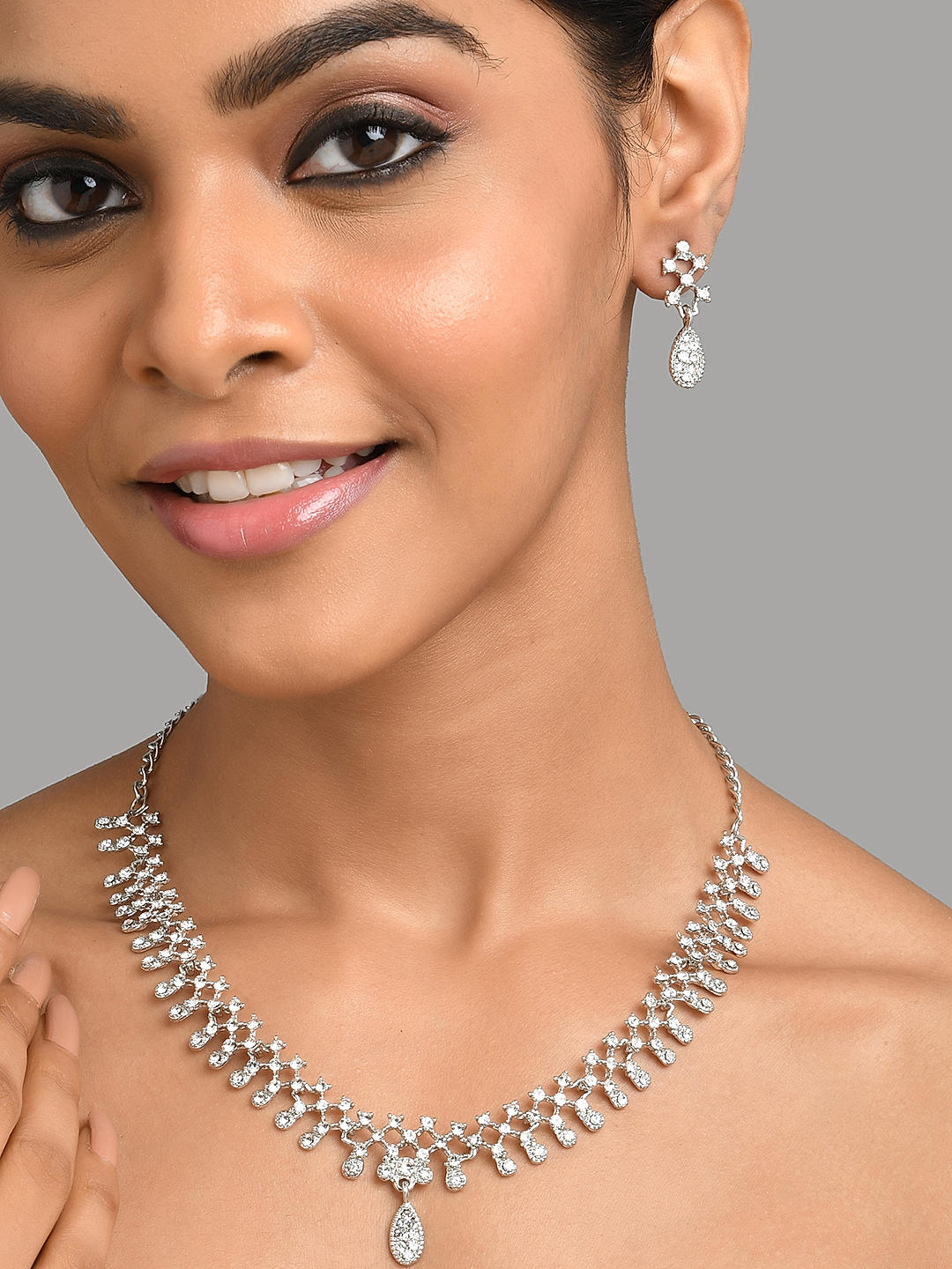 Crystal Necklace Set with Diamond Look - Enchanted Crystal Necklace Set by  Blingvine