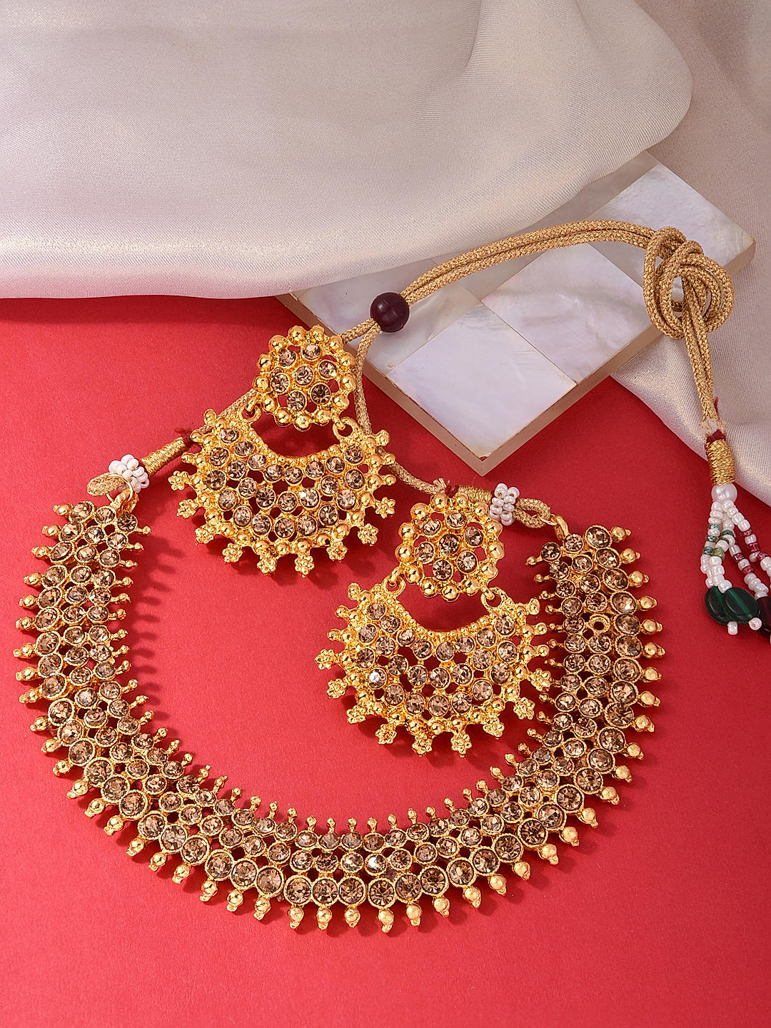 Buy Jewel Maze Gold Plated Brown Austrian Stone Necklace Sets -1114006 at  Amazon.in
