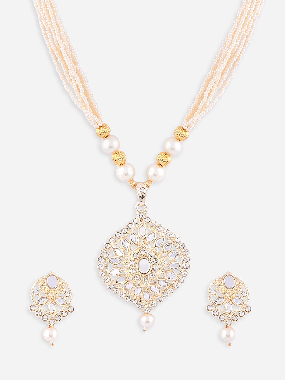 Haati Pearl Necklace with Earring Set - NV10051 – Kaya Online