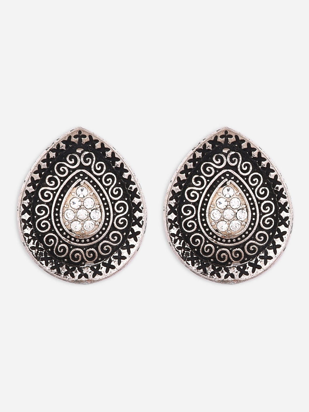 Kriaa Oxidised Jhumki Black Earrings