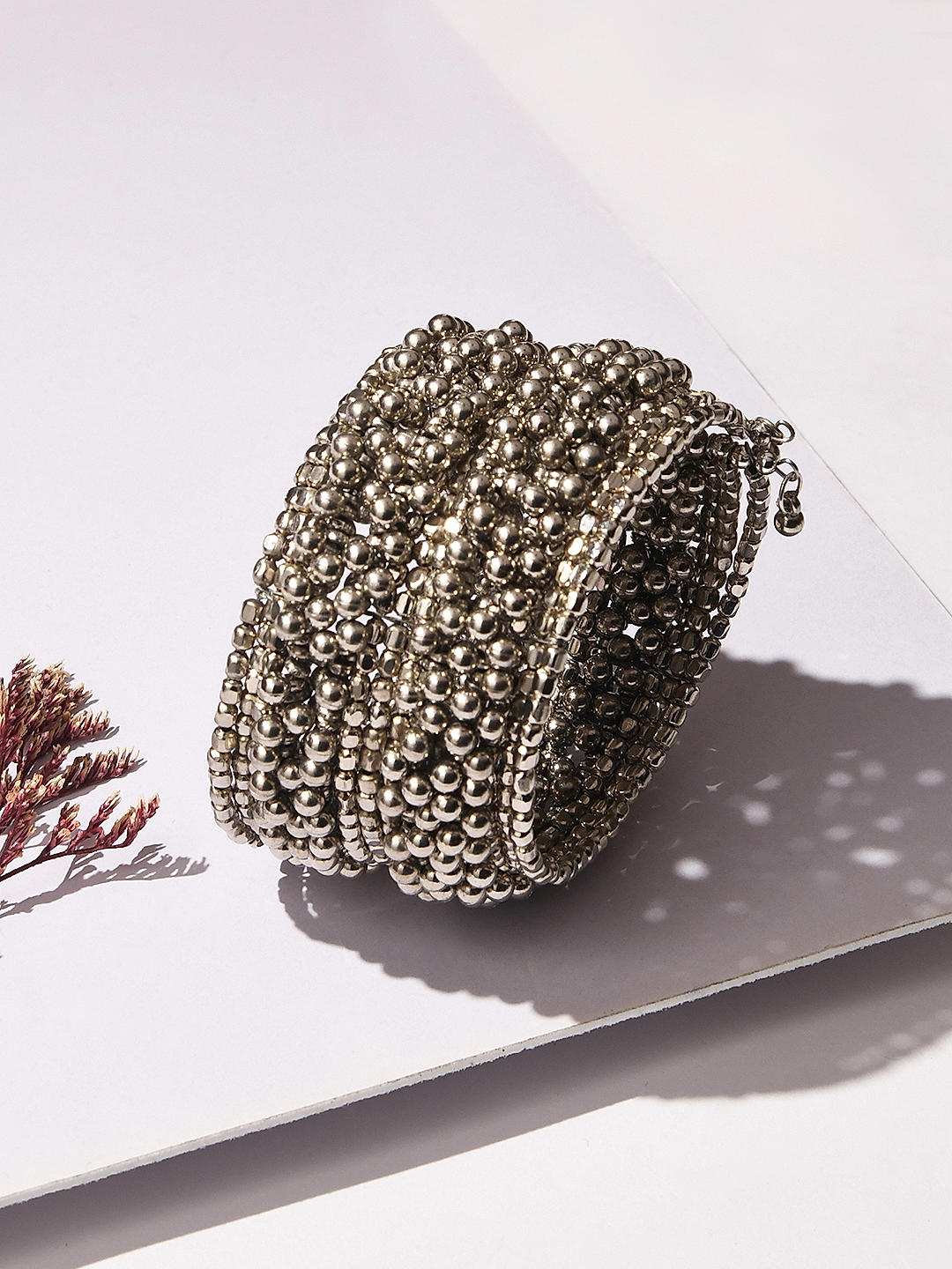 Oxidized Silver Diamond Polki kada bracelet – Simpliful Jewelry