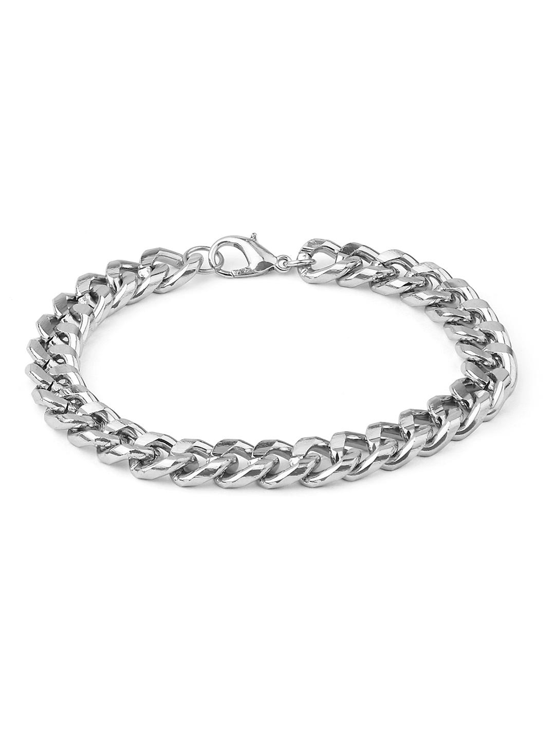 Stylish Mens Silver Plated Adjustable Latest Attractive Alloy Bracelet And  Kada For Men,Boys And Gift