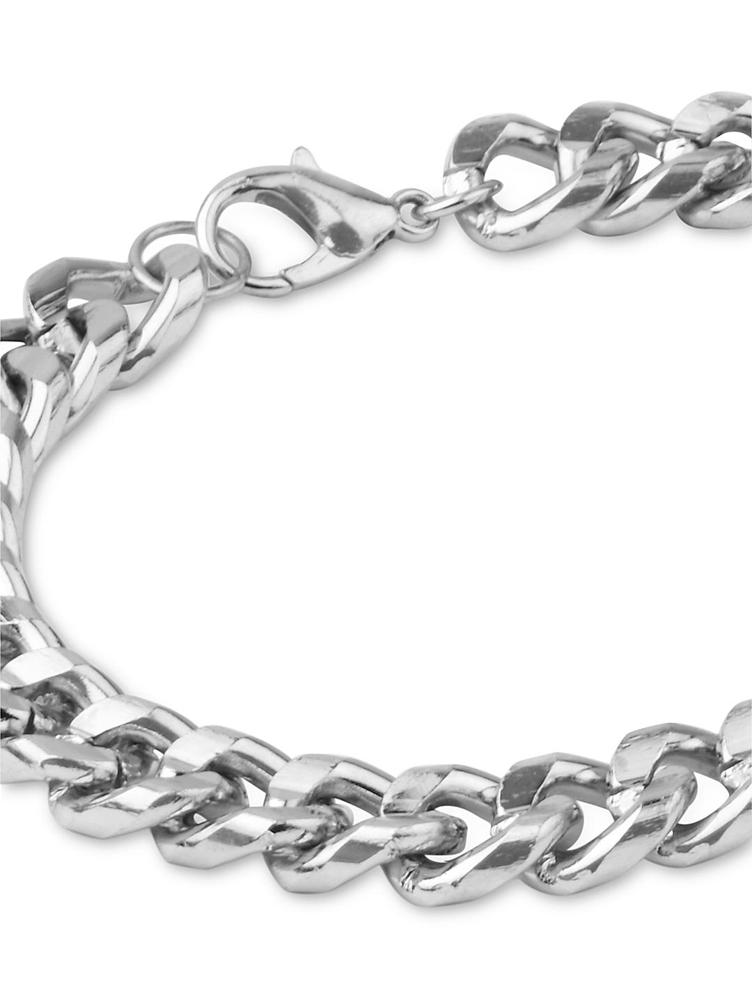 Buy Silver Plated Funky Men Linked Bracelet Best Price1649