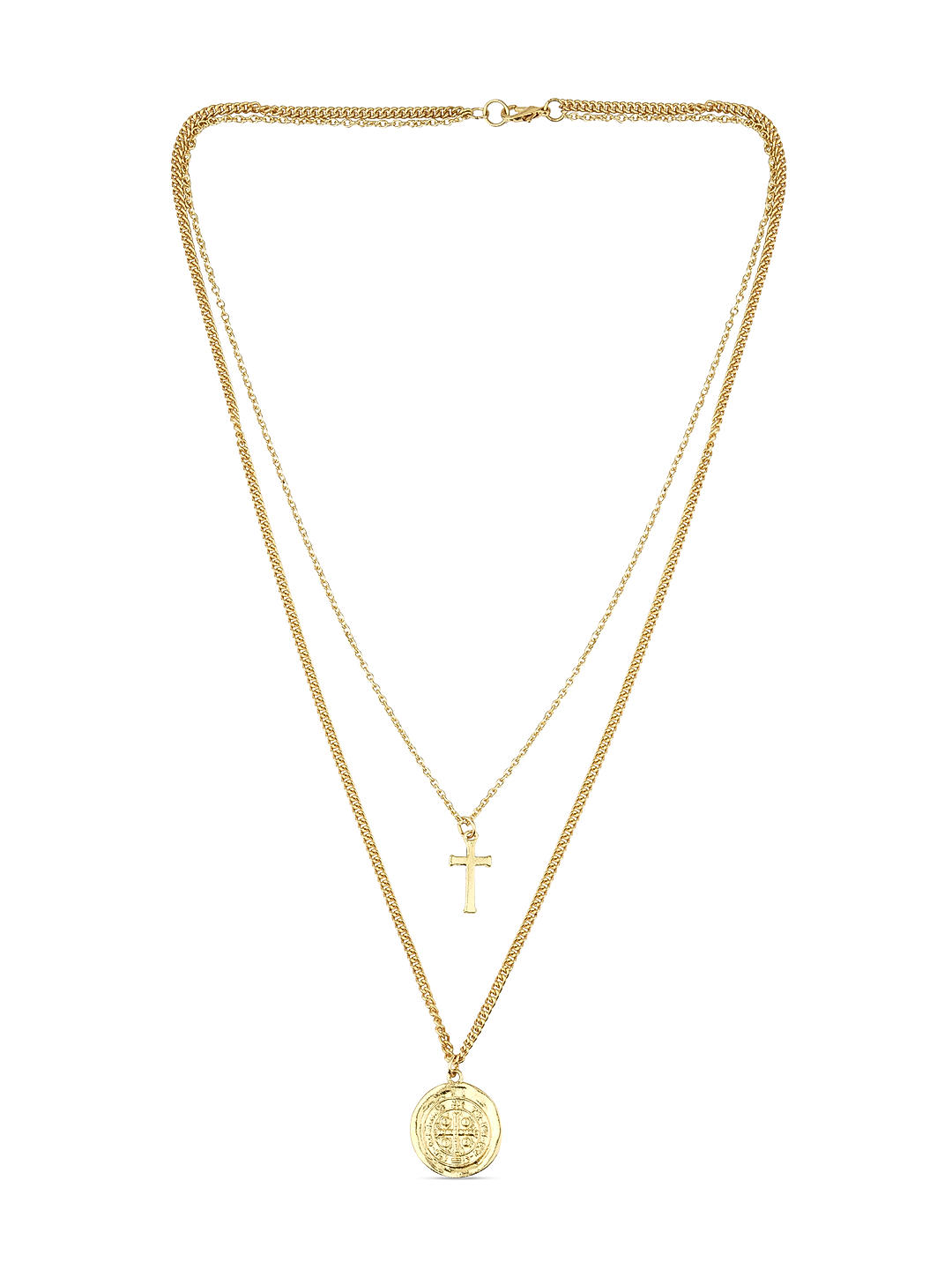 Ancient Gold Coin Pendant Christian Cross & Stainless Chain Necklace –  B.BéNI® Jewelry