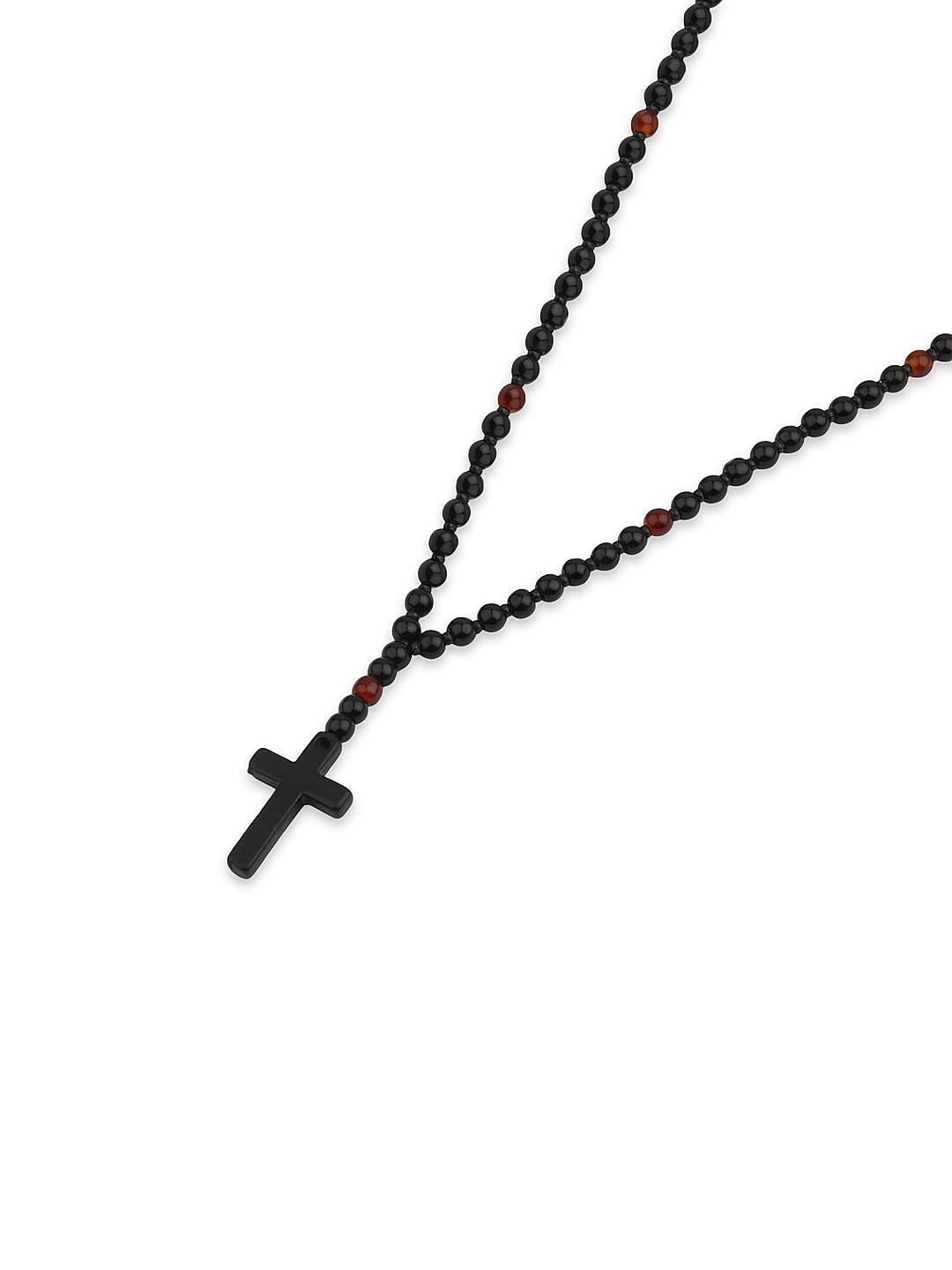 Luyu Sterling Silver & Onyx Cross on Beaded Necklace - Pearblossom Jewelry  & Gifts