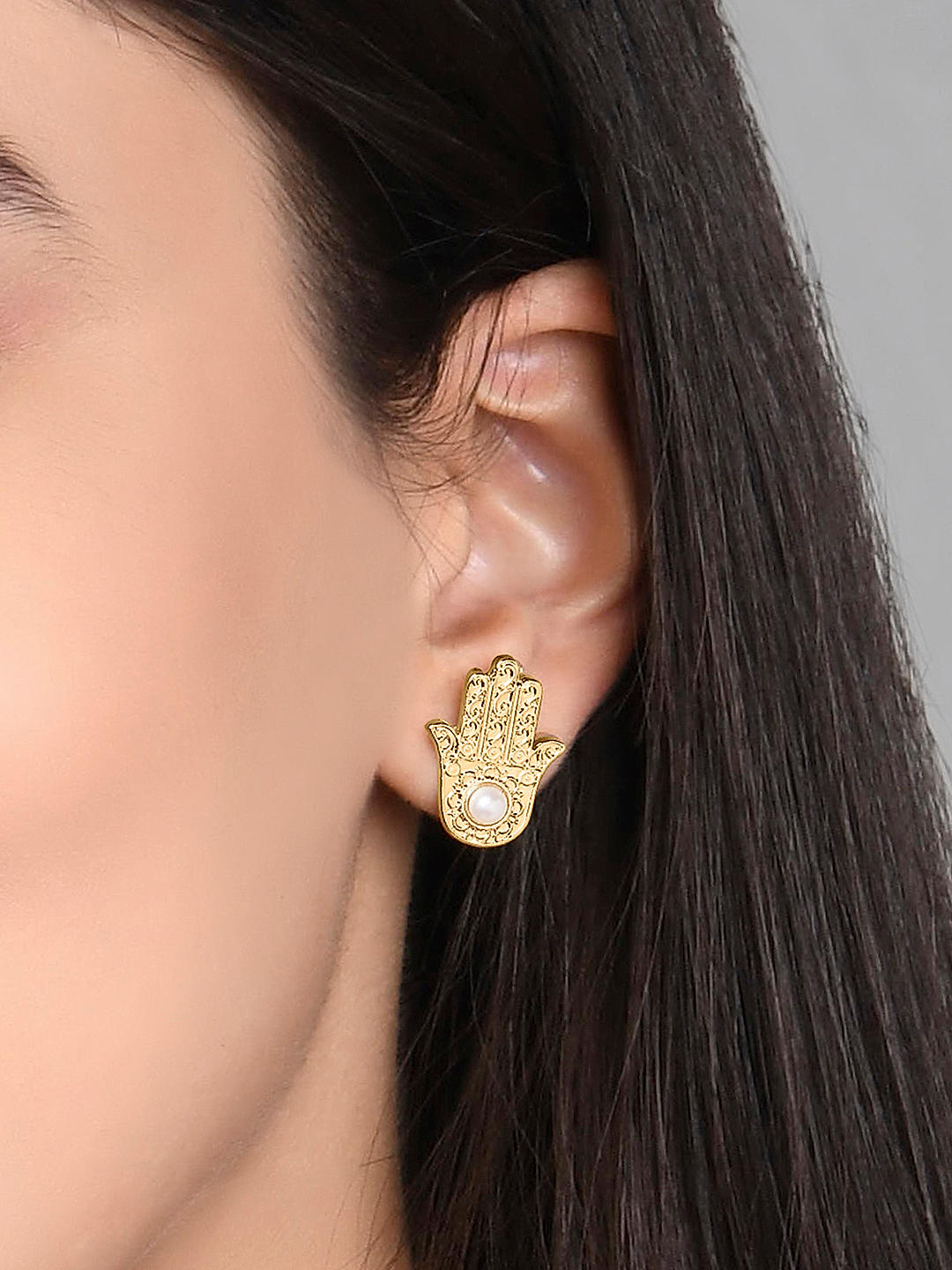 Hamsa hand embroidered earring by KrutiArts  The Secret Label