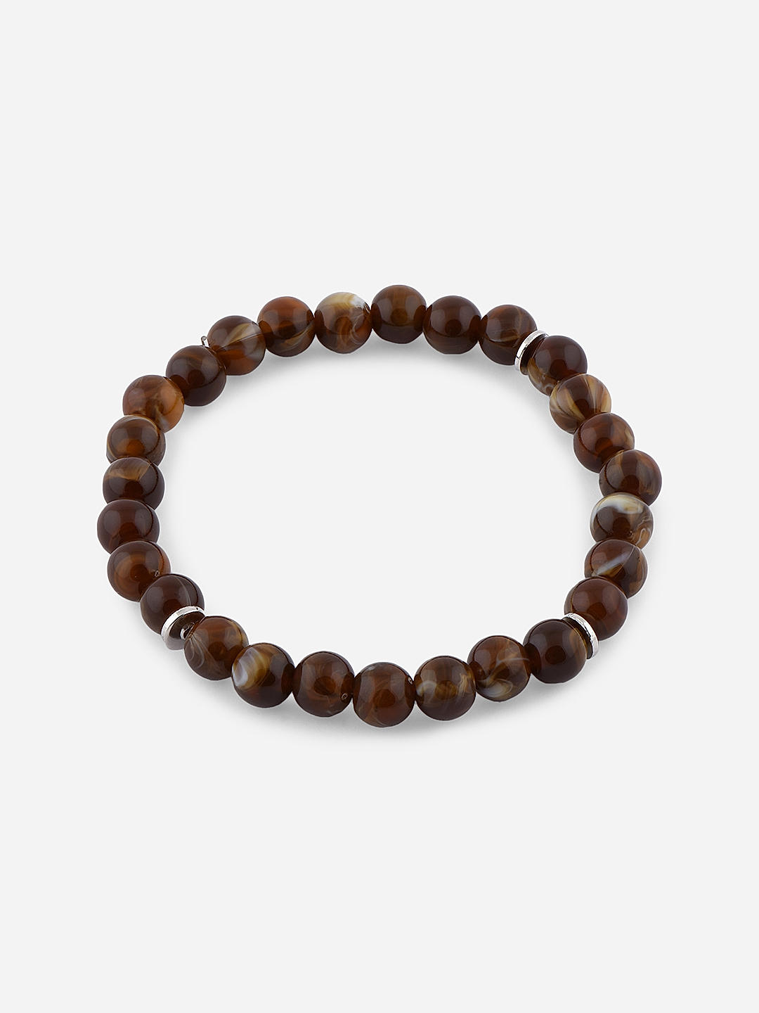 Shop by The Bro Code Blue and Brown Multi Beads with Stretchy Elastic  Adjustable Set of 3 Bracelet For Men