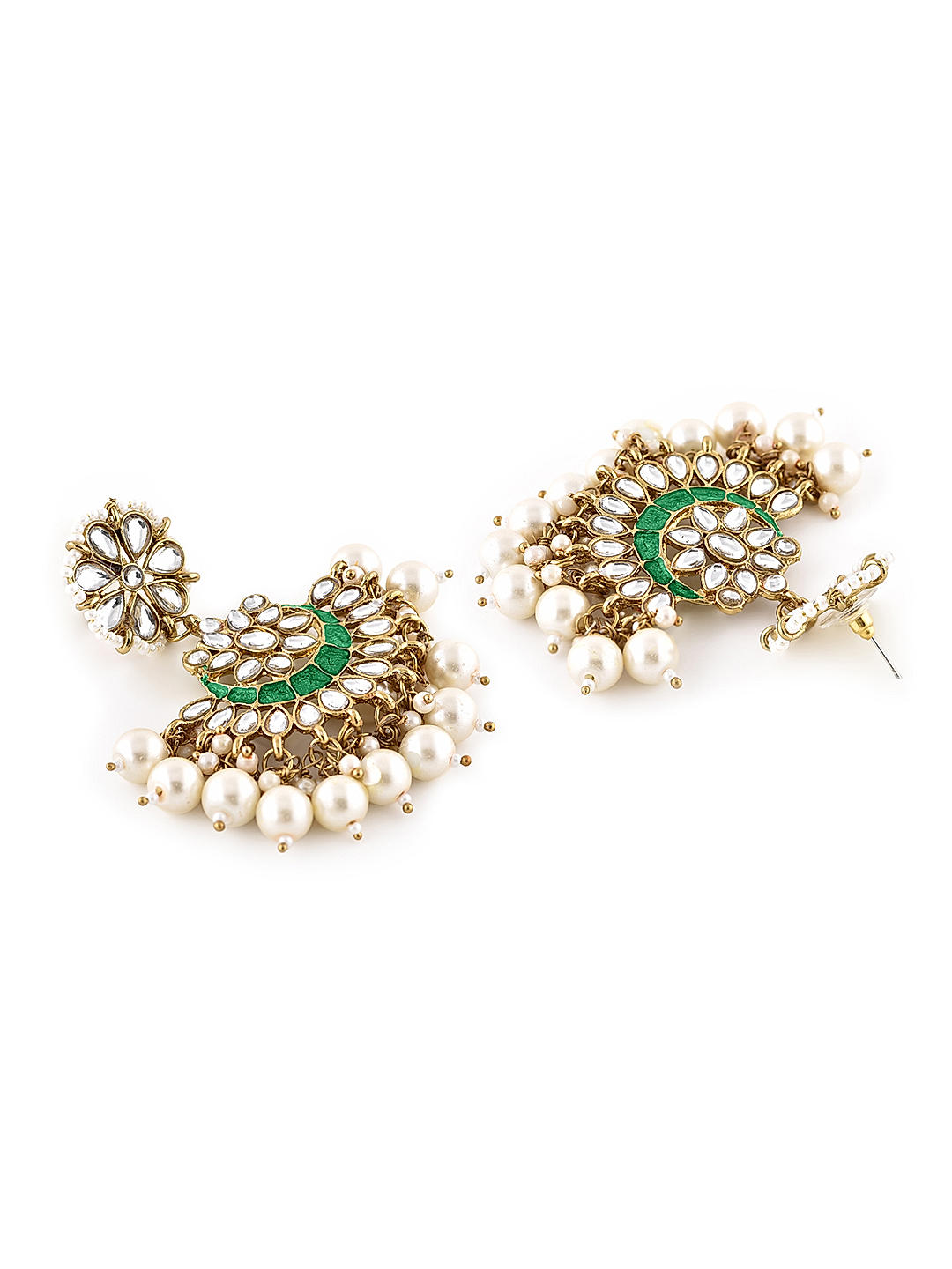 Wedding Collection Kundan Gold Plated Green Earring With MaangTikka for  Women