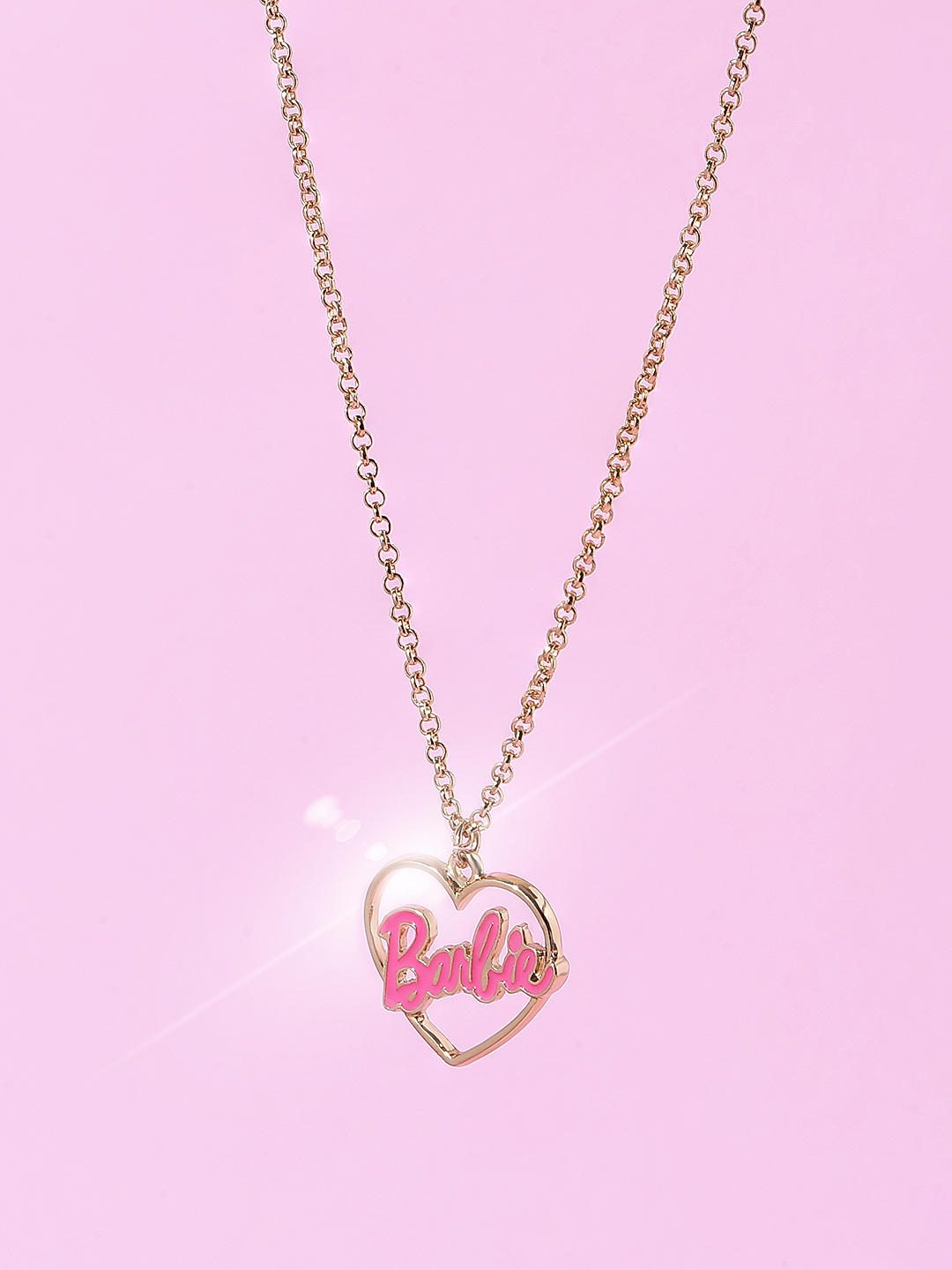 Shop online Barbie(TM) Limited Edition Pink Enamel Heart Charm Link Chain  Necklace @ Best Price