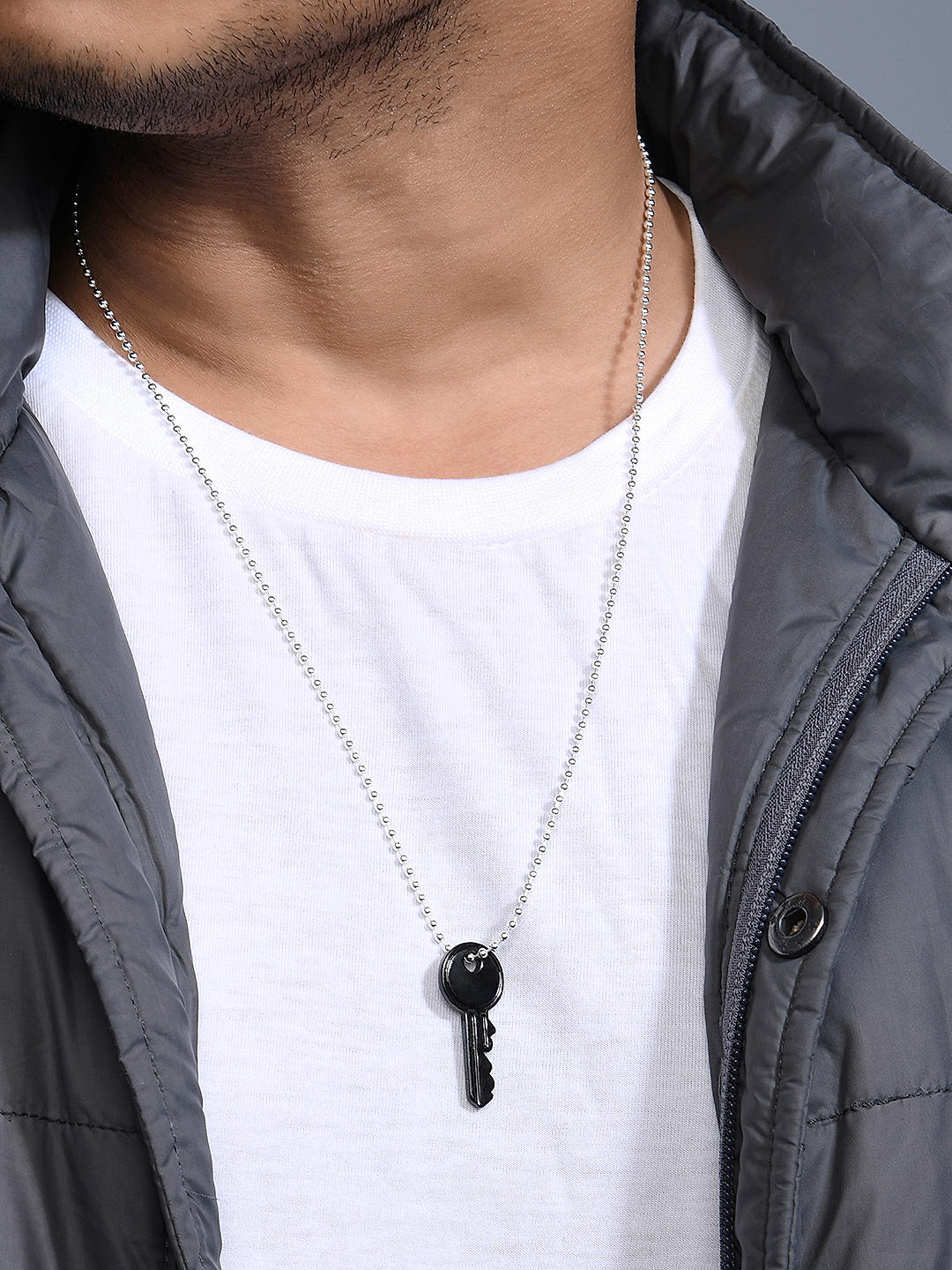 Amazon.com: Mens Leather Fabric Necklace Black Silicone Necklace For Men  Set With a Stainless Steel Bead - Choker Necklace For Men - 17.7” Total  Length - Jewelry for Him, Boyfriend, Husband, Christmas