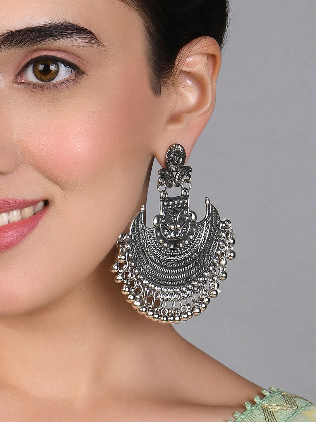 Exclusive 925 sterling silver Handmade vintage ethnic style hoops earrings  Kundal unisex tribal stylish unique Bali jewelry India ear1236 | TRIBAL  ORNAMENTS