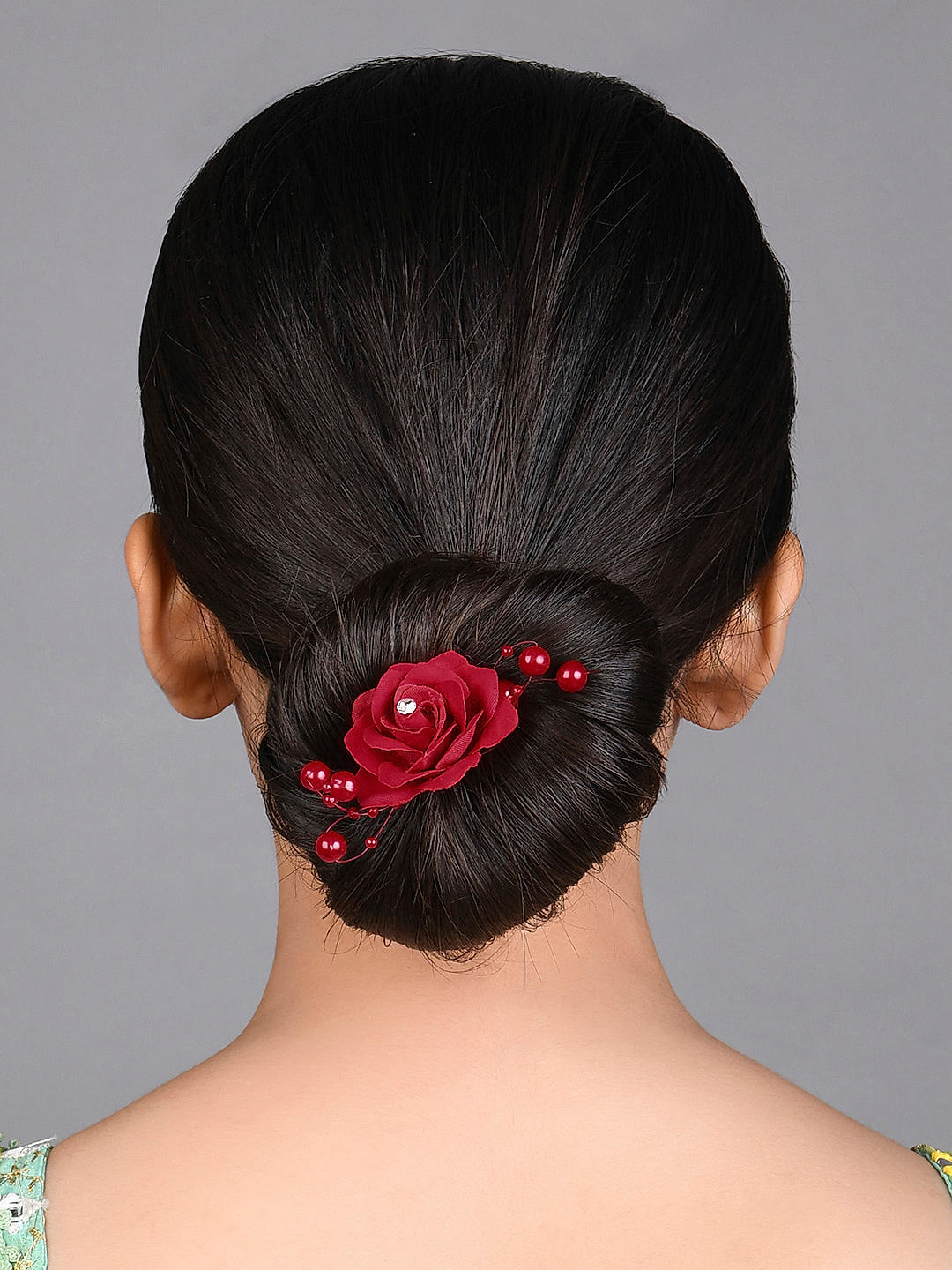 Buy TEMPERIA (2pcs) Hair Accessories For Women & Girls - Stylish Red Rose  Artificial Flowers Bun Juda U Pins & Clips for Style & Decoration - Bridal  Brooch & Braid for Hairstyle