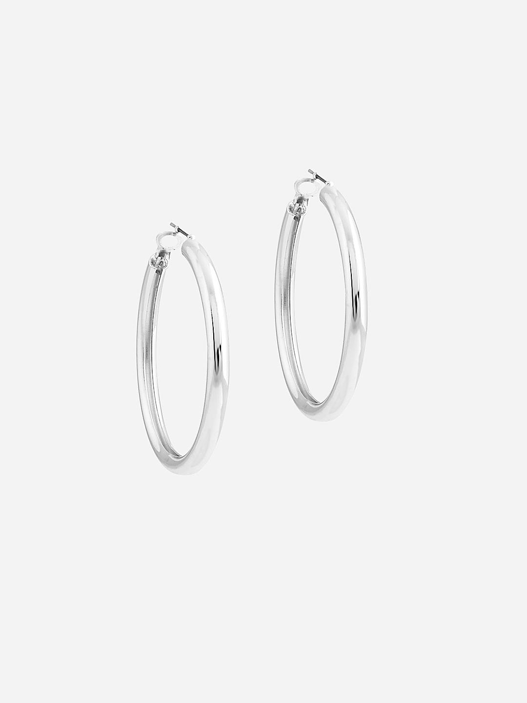Macy's Diamond Hoop Earrings (1/10 ct. t.w.) in Sterling Silver - Macy's