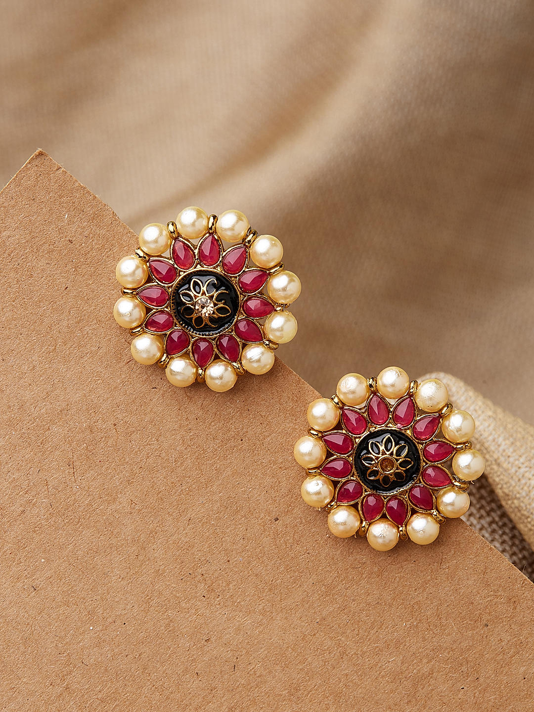 Ruby Round Gemstone Stud Earrings in Yellow Gold (5.1 mm)