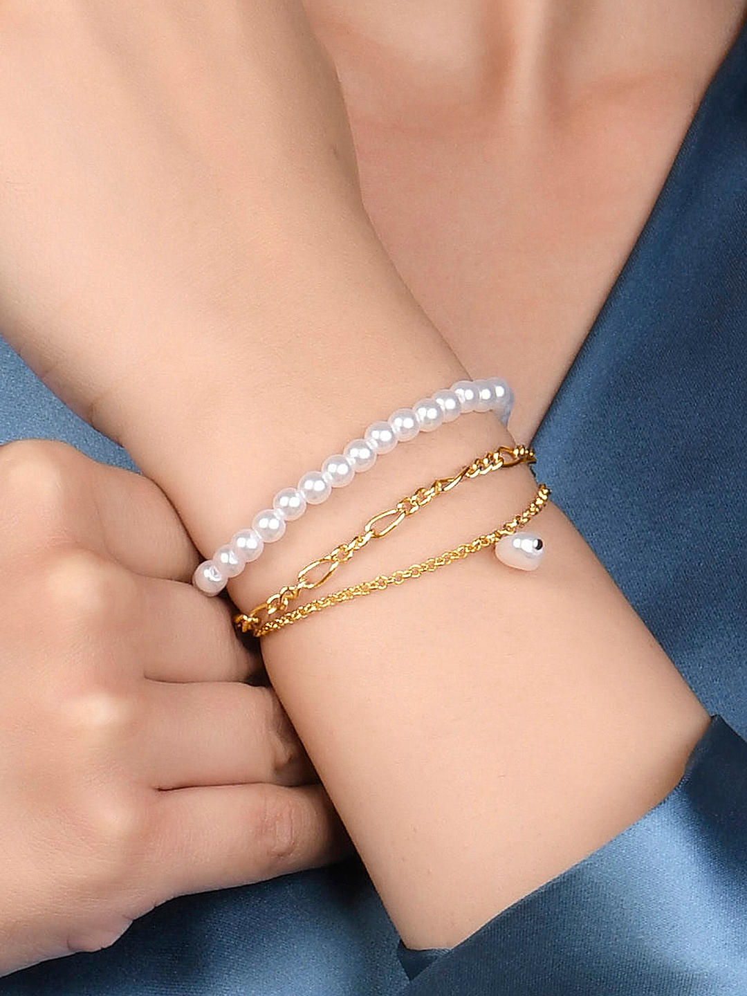 I Jewels Stylish Pearl Hanging Adjustable Bracelet For Women & Girls  (R015-L) : Amazon.in: Jewellery