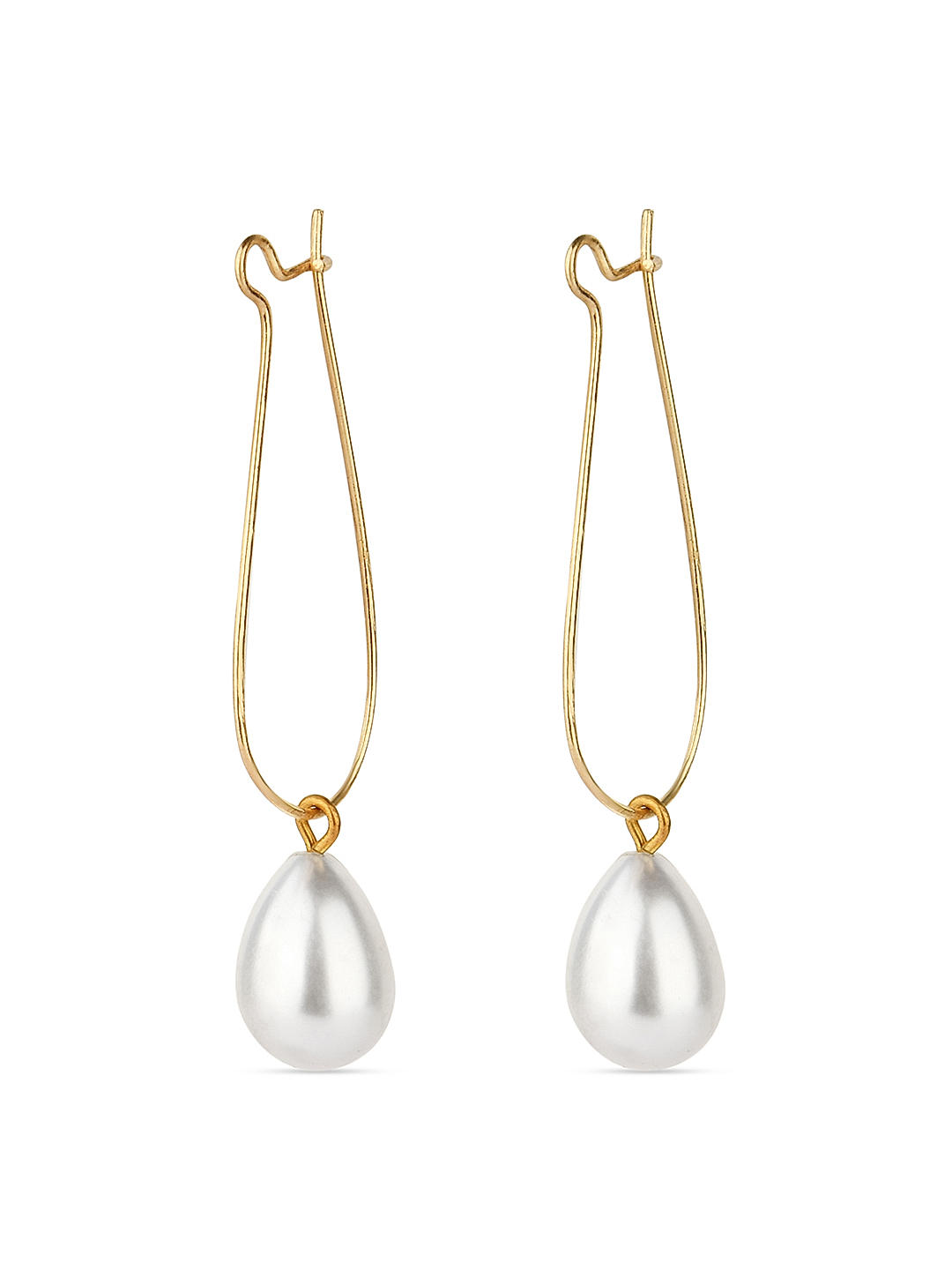 14k Yellow Gold Threader Earrings + White Freshwater Pearl Drop – Arm Candy  By Kelly